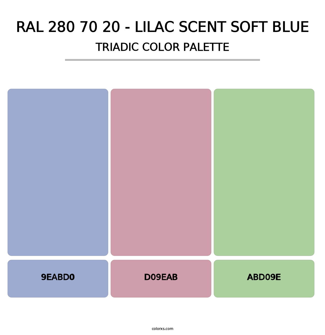 RAL 280 70 20 - Lilac Scent Soft Blue - Triadic Color Palette