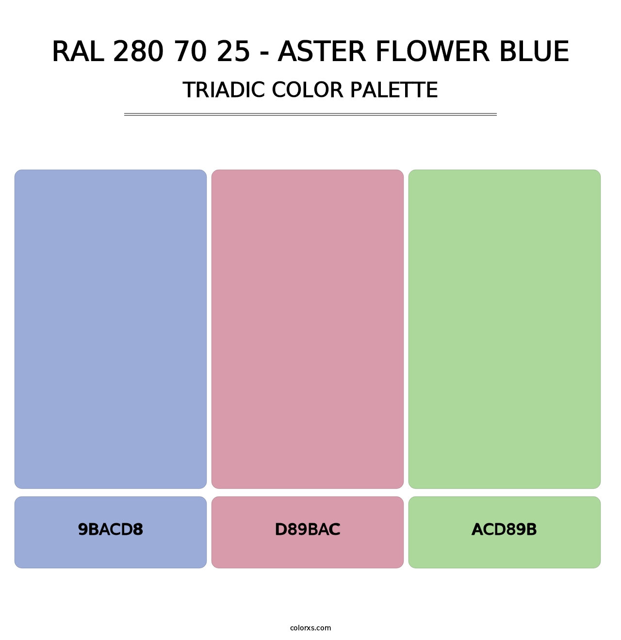 RAL 280 70 25 - Aster Flower Blue - Triadic Color Palette