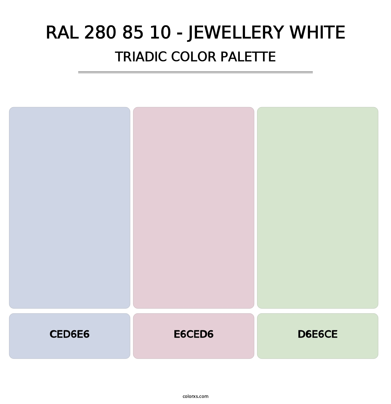RAL 280 85 10 - Jewellery White - Triadic Color Palette