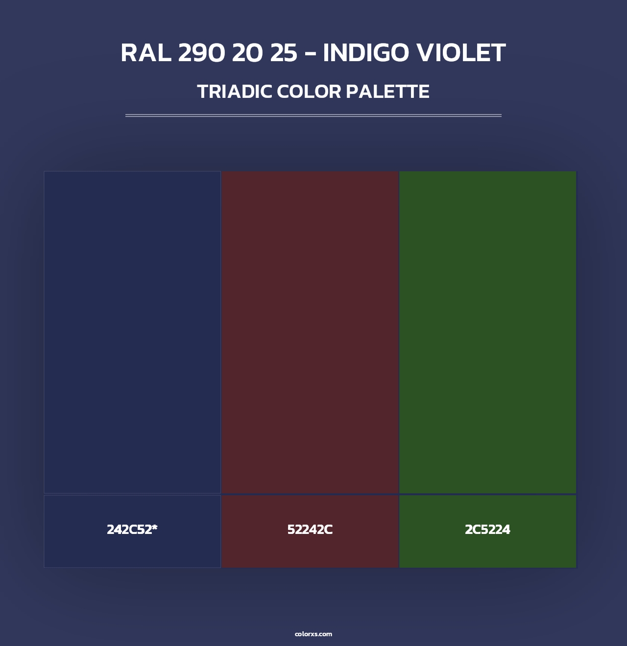 RAL 290 20 25 - Indigo Violet - Triadic Color Palette