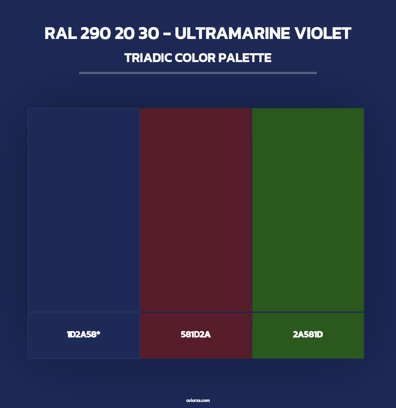 RAL 290 20 30 - Ultramarine Violet - Triadic Color Palette