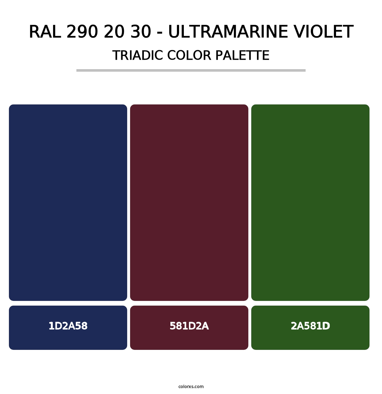 RAL 290 20 30 - Ultramarine Violet - Triadic Color Palette