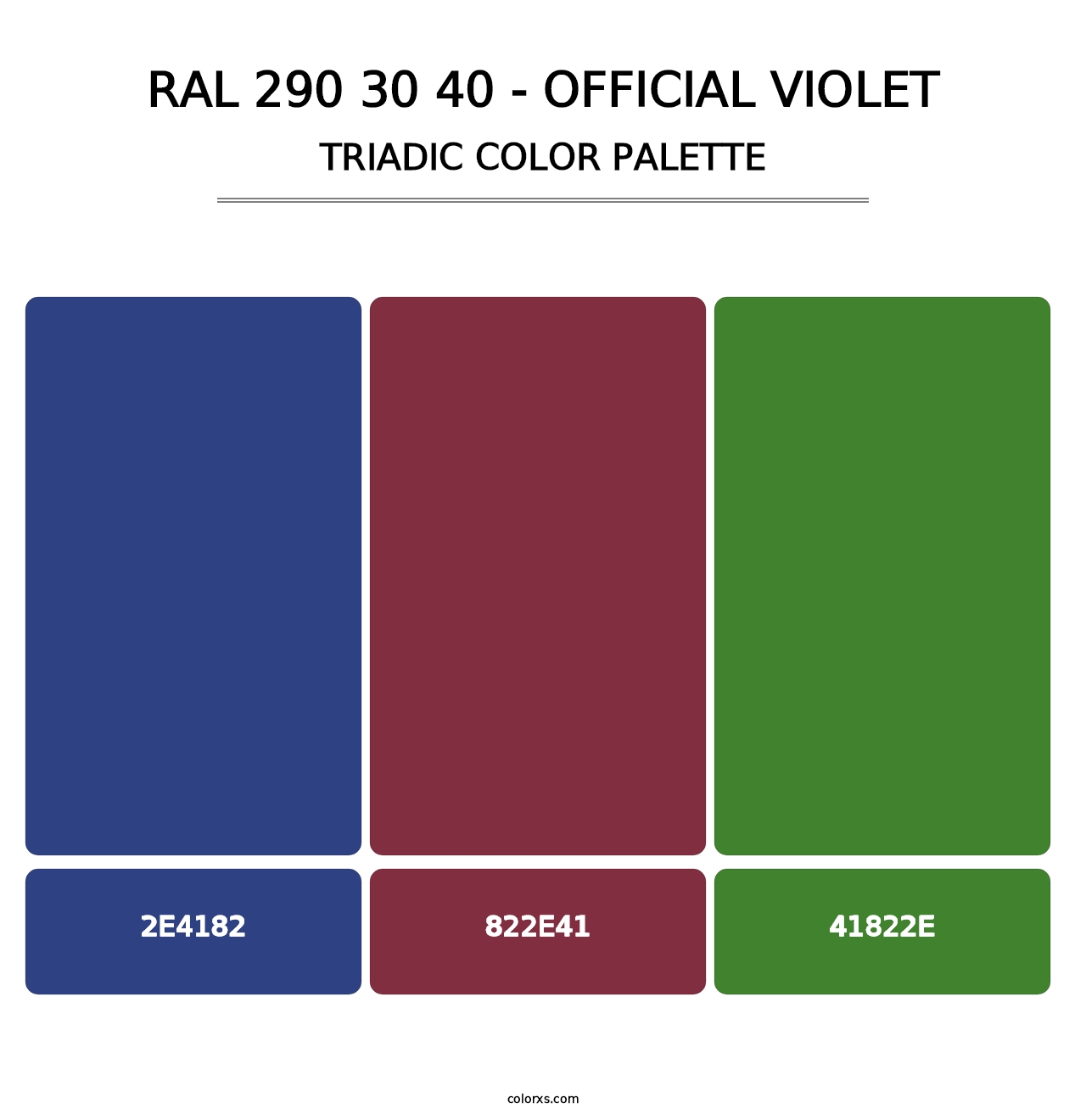 RAL 290 30 40 - Official Violet - Triadic Color Palette