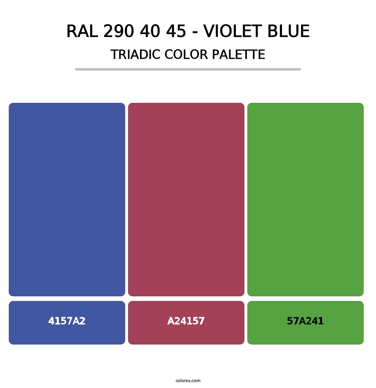 RAL 290 40 45 - Violet Blue - Triadic Color Palette
