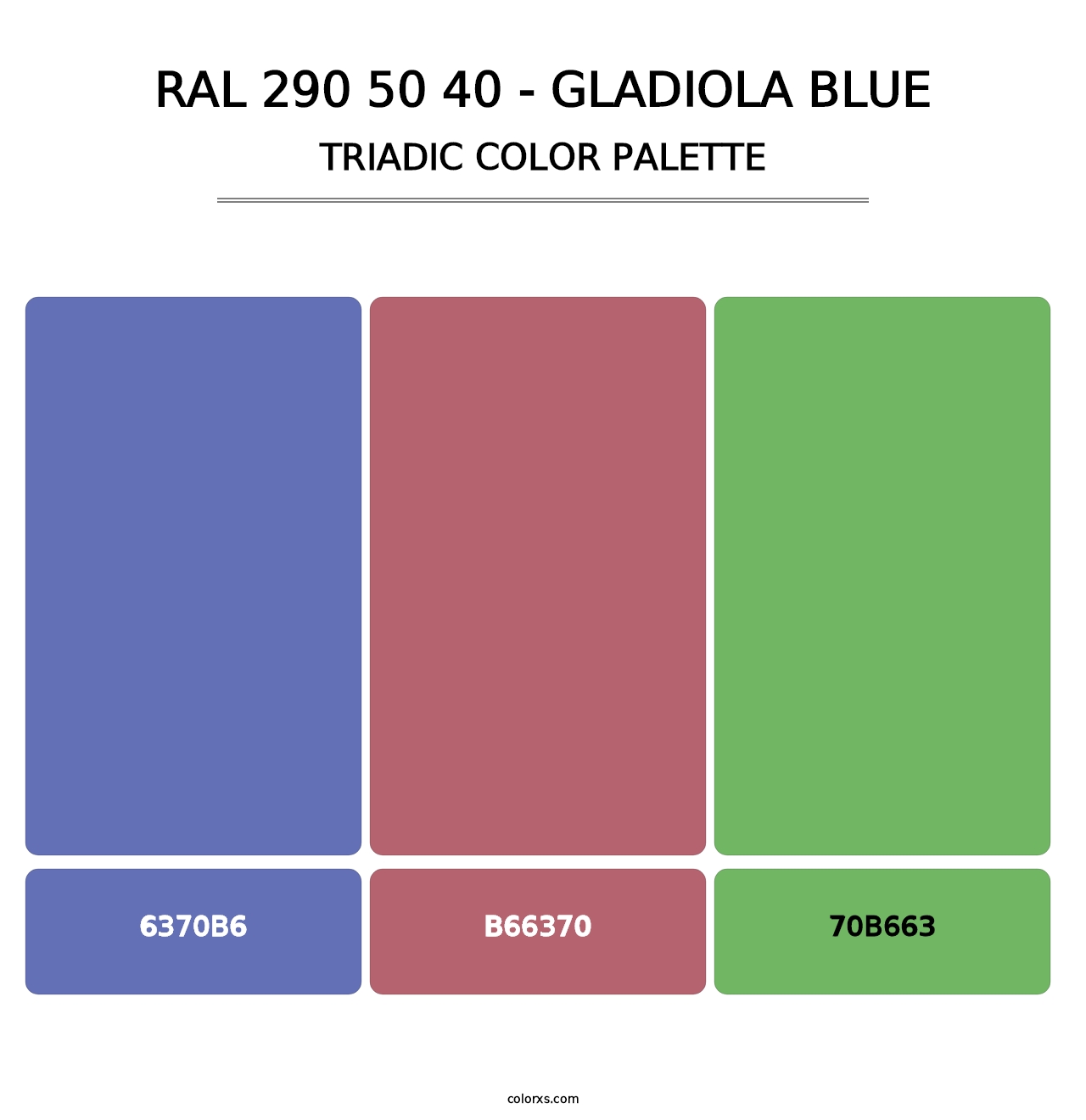 RAL 290 50 40 - Gladiola Blue - Triadic Color Palette