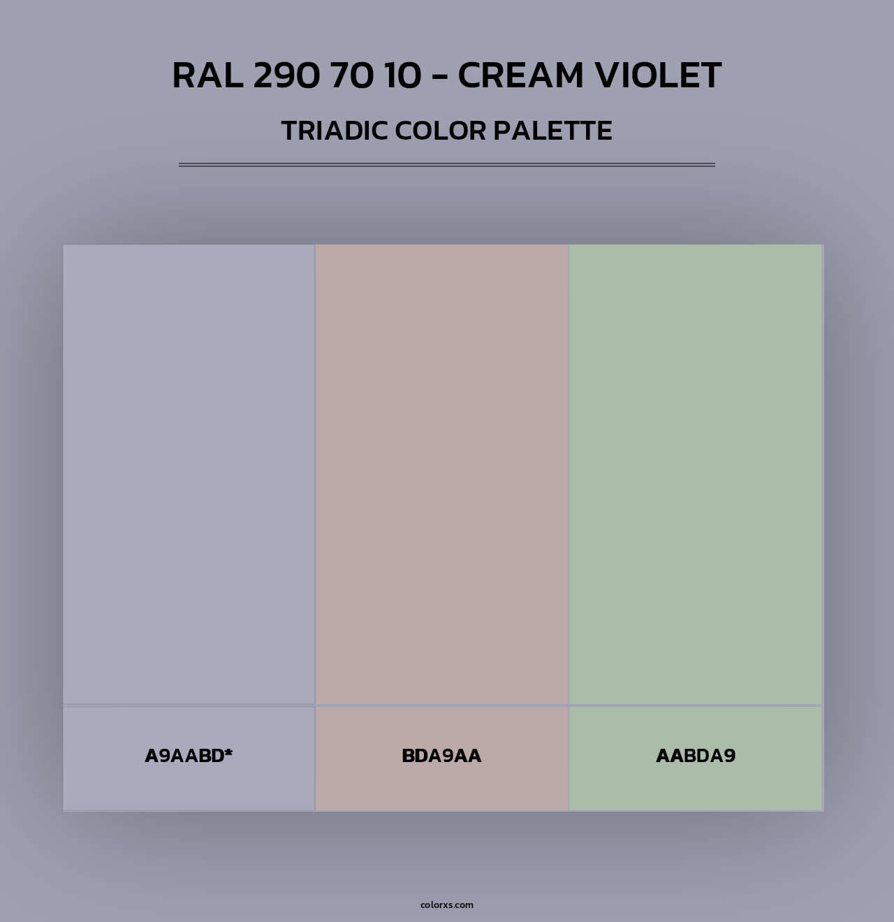 RAL 290 70 10 - Cream Violet - Triadic Color Palette