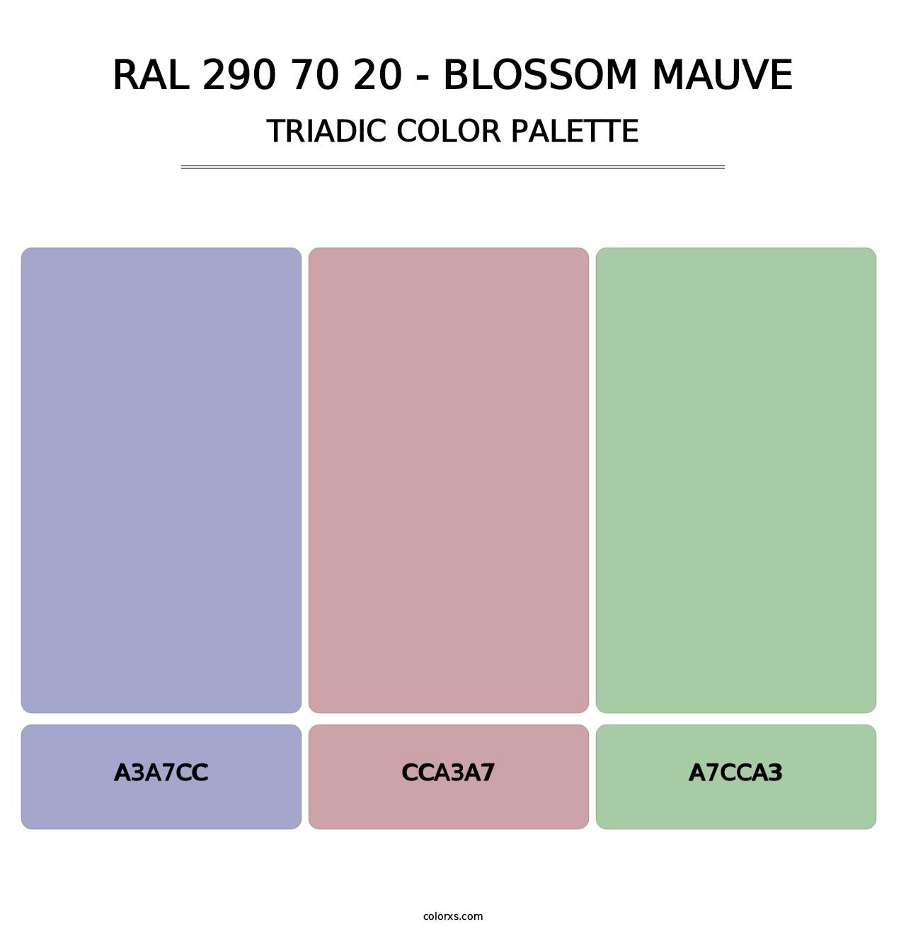RAL 290 70 20 - Blossom Mauve - Triadic Color Palette