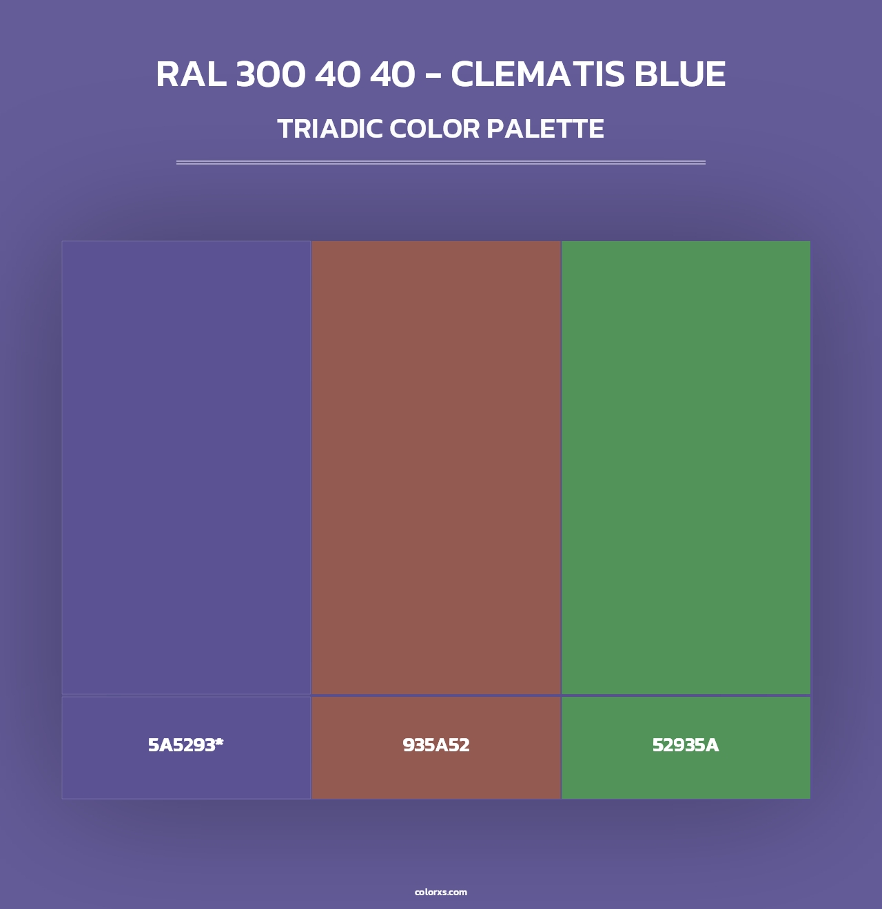RAL 300 40 40 - Clematis Blue - Triadic Color Palette