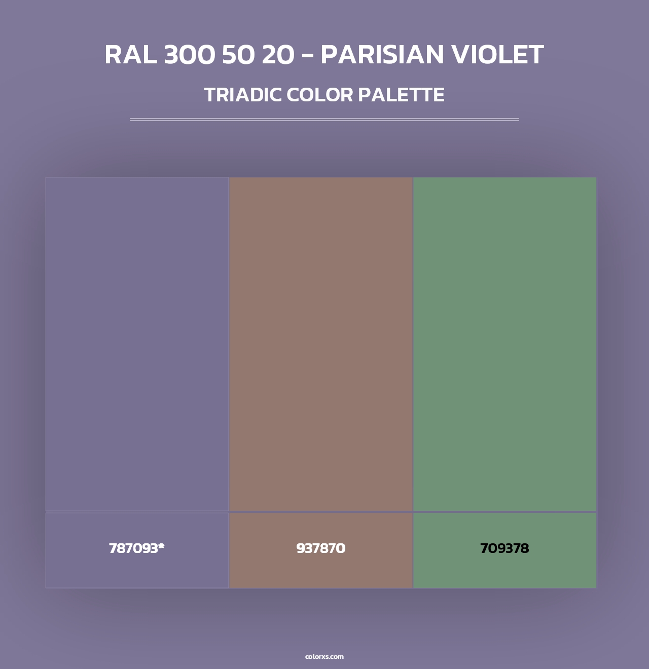 RAL 300 50 20 - Parisian Violet - Triadic Color Palette