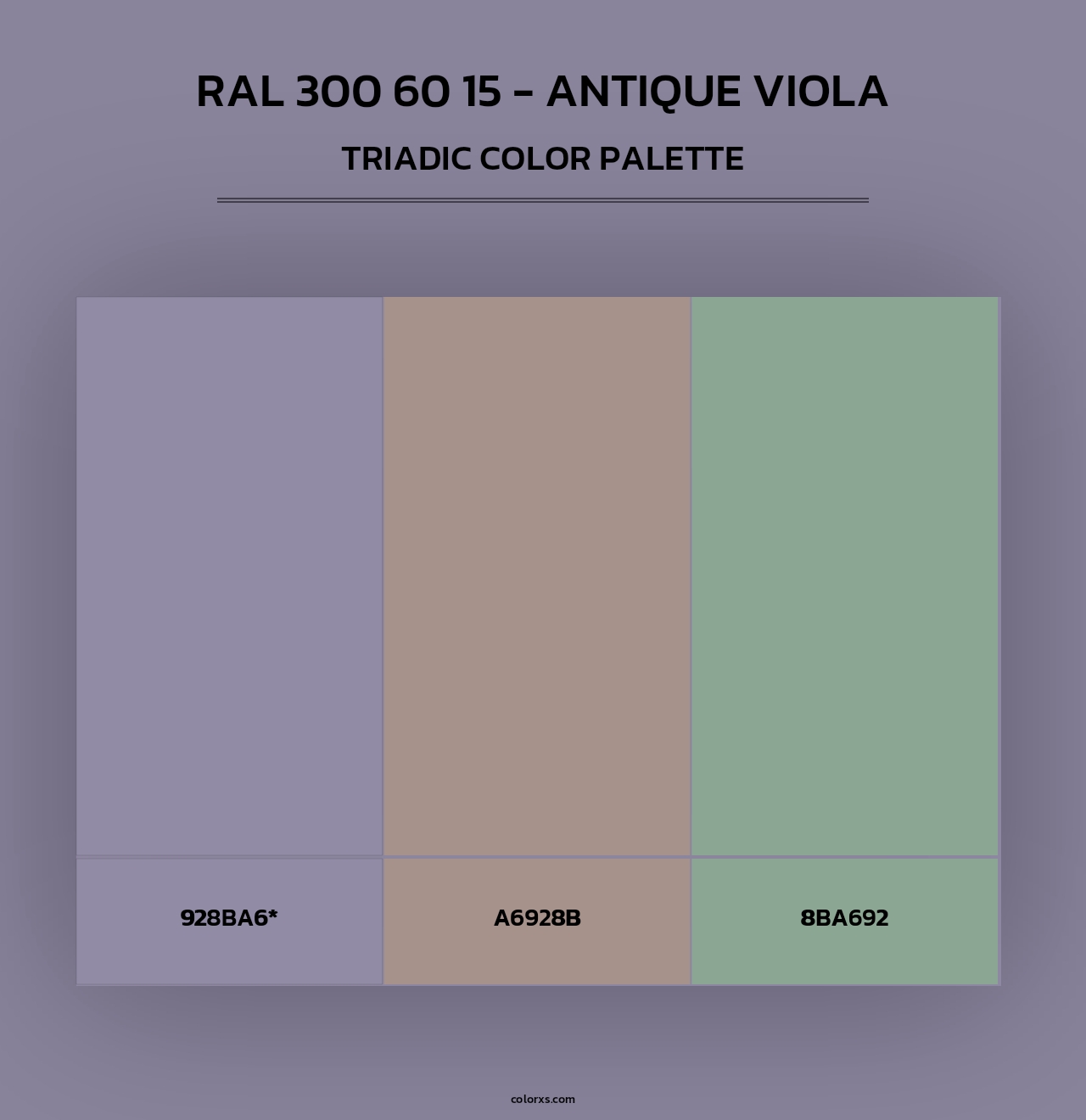 RAL 300 60 15 - Antique Viola - Triadic Color Palette