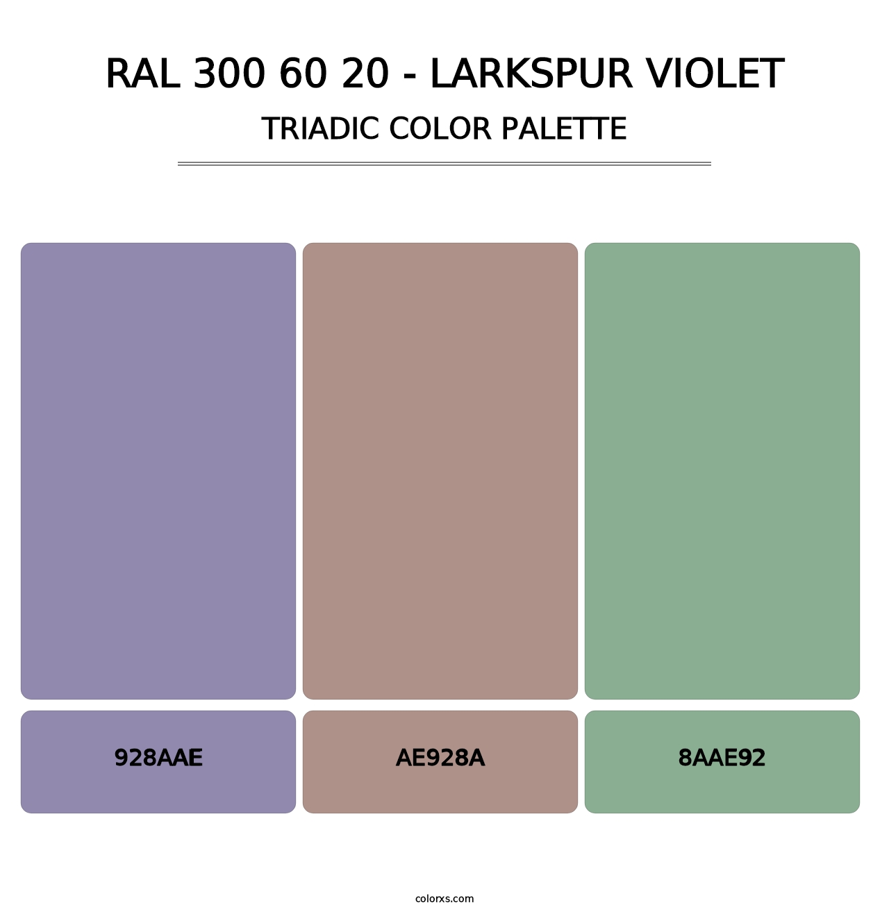 RAL 300 60 20 - Larkspur Violet - Triadic Color Palette
