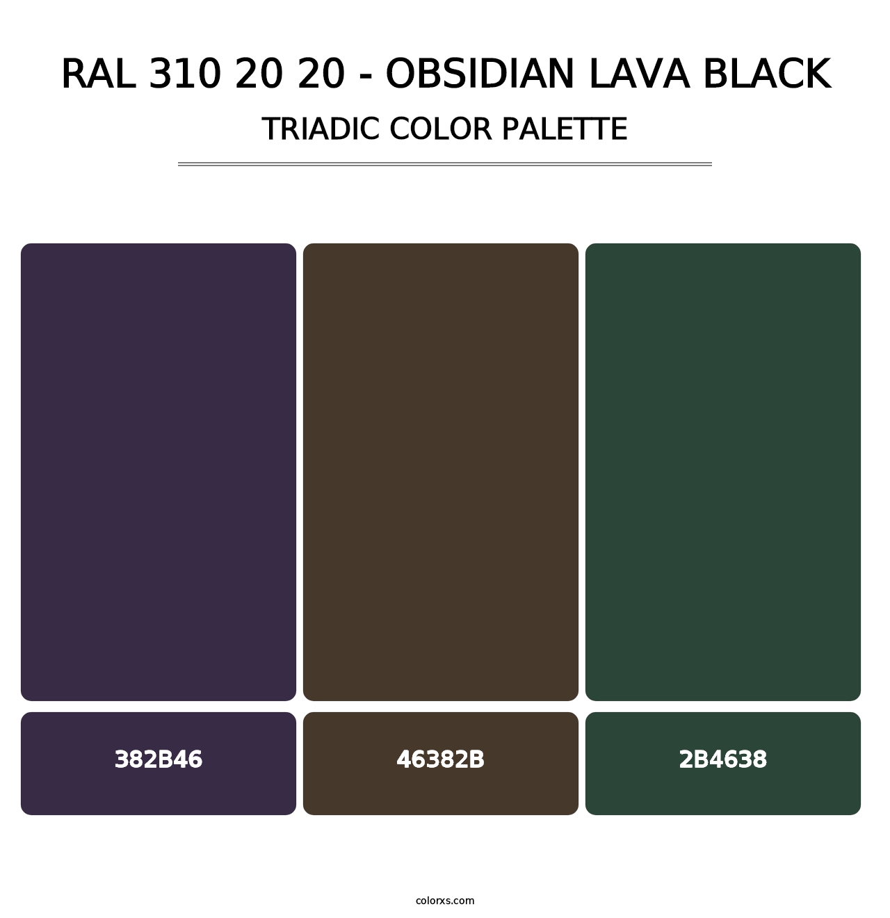 RAL 310 20 20 - Obsidian Lava Black - Triadic Color Palette