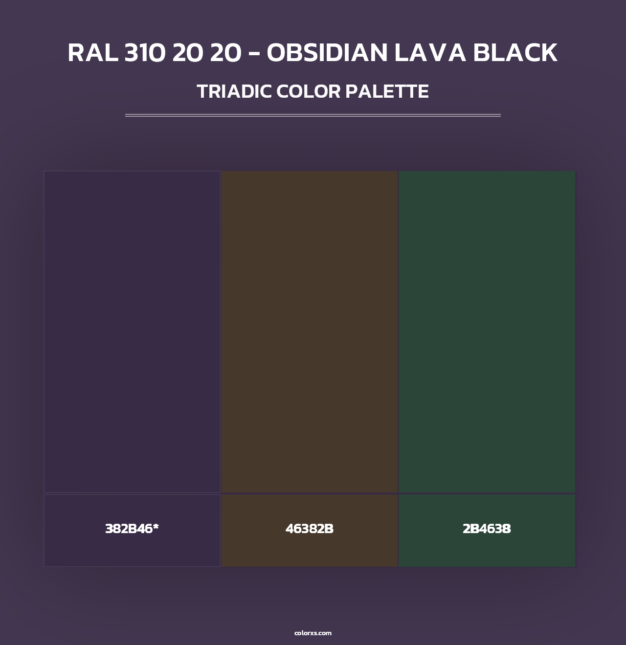 RAL 310 20 20 - Obsidian Lava Black - Triadic Color Palette