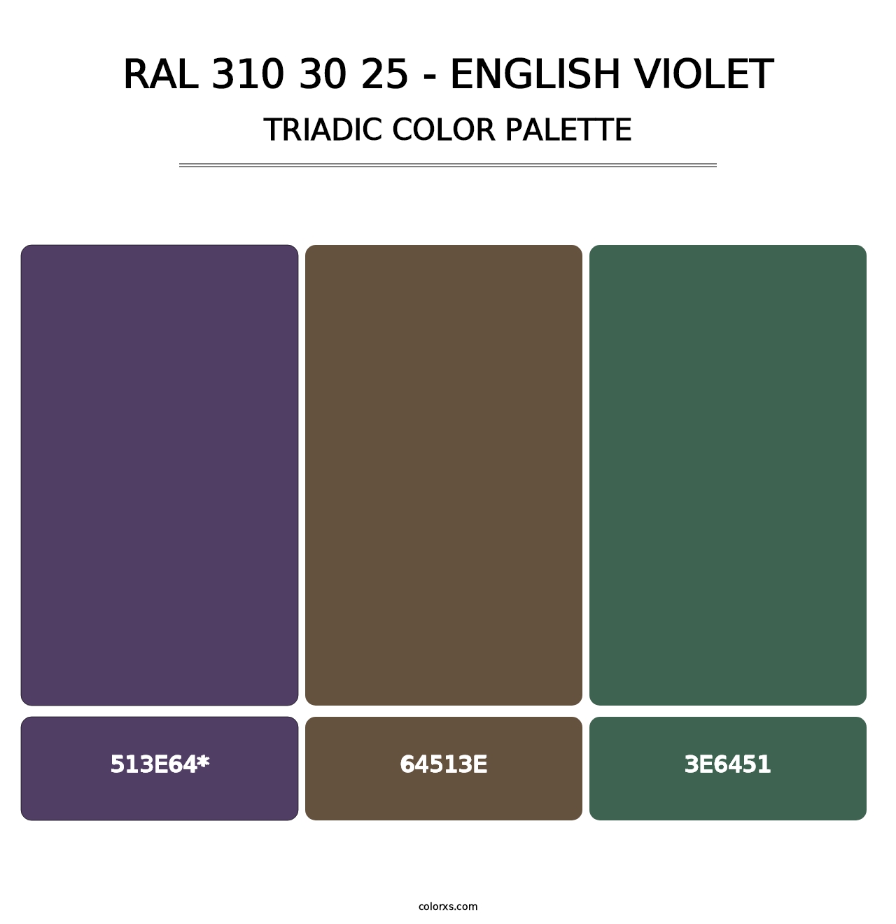 RAL 310 30 25 - English Violet - Triadic Color Palette