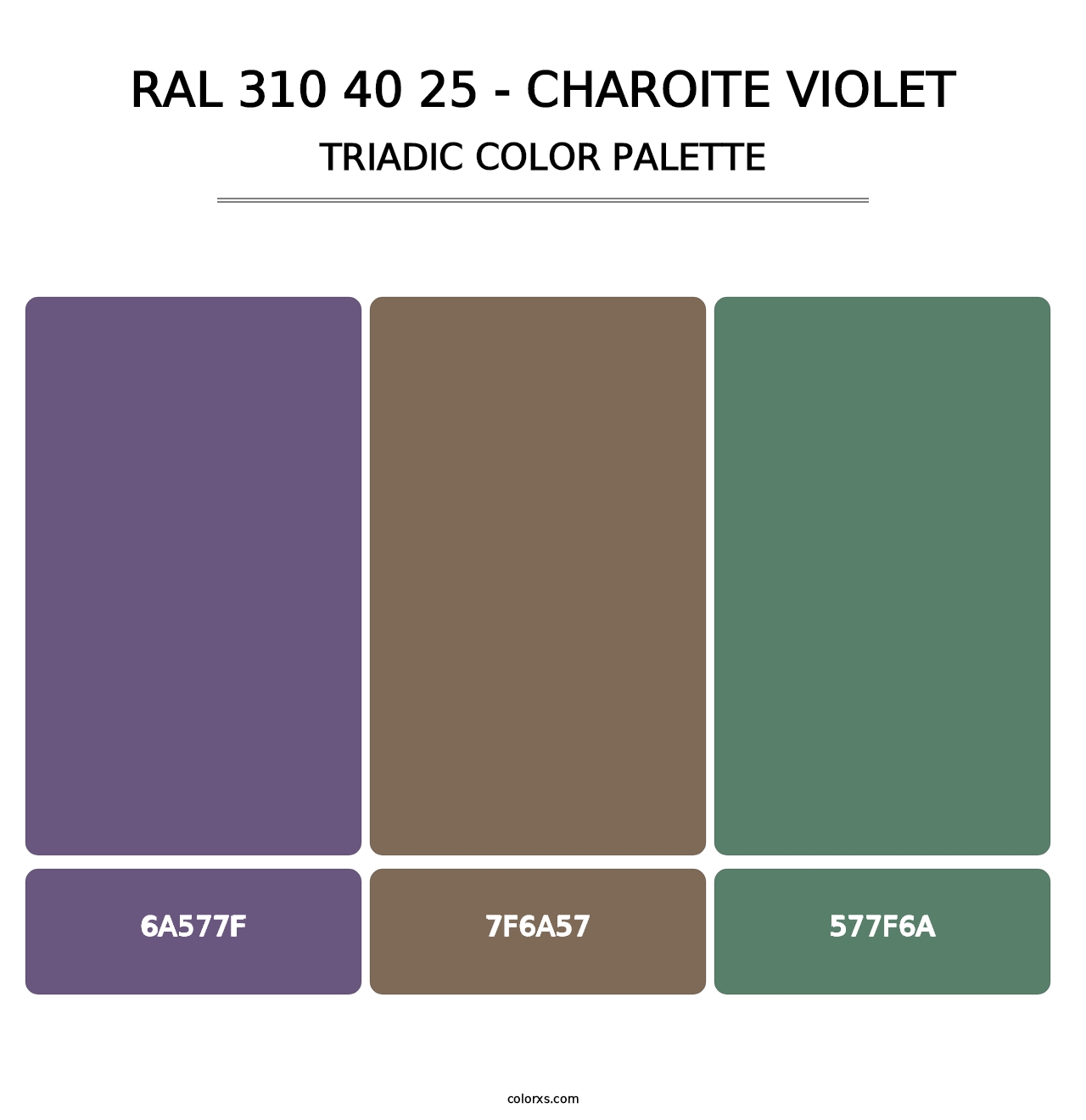 RAL 310 40 25 - Charoite Violet - Triadic Color Palette