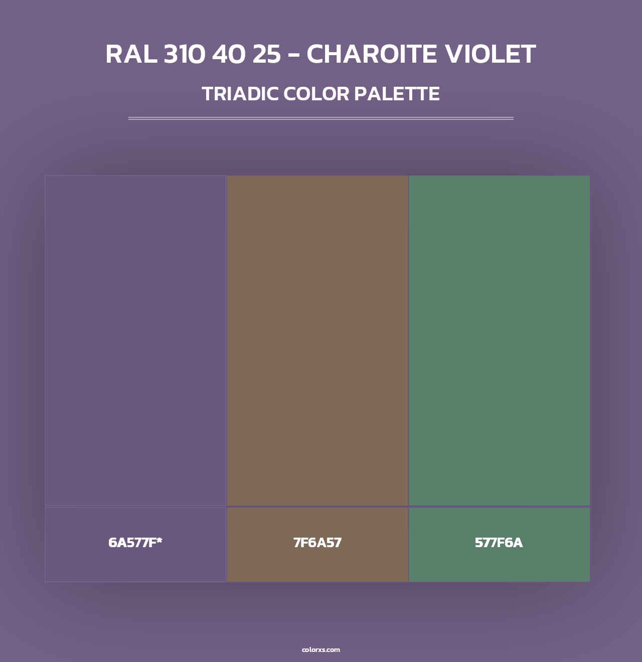RAL 310 40 25 - Charoite Violet - Triadic Color Palette