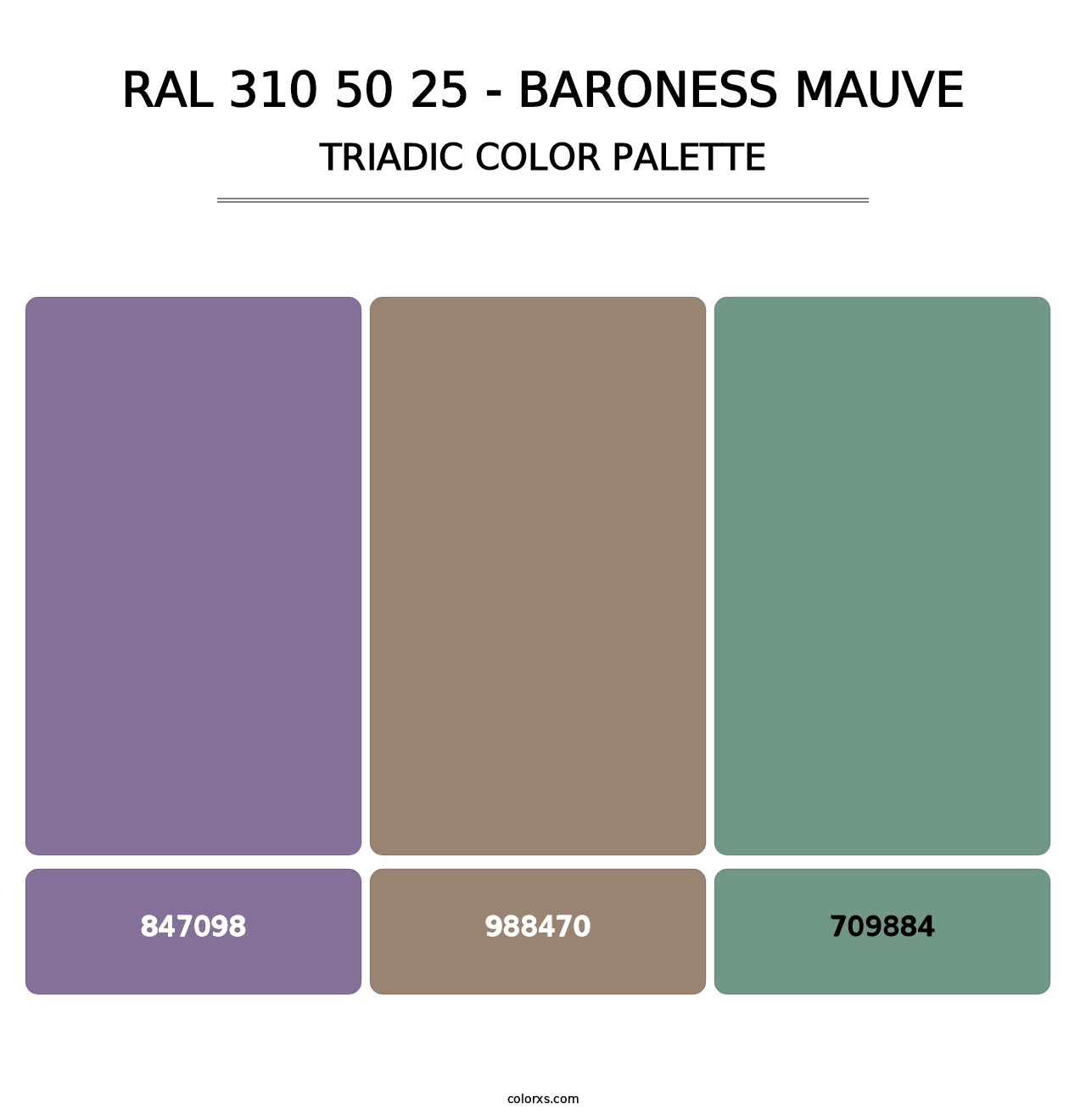 RAL 310 50 25 - Baroness Mauve - Triadic Color Palette