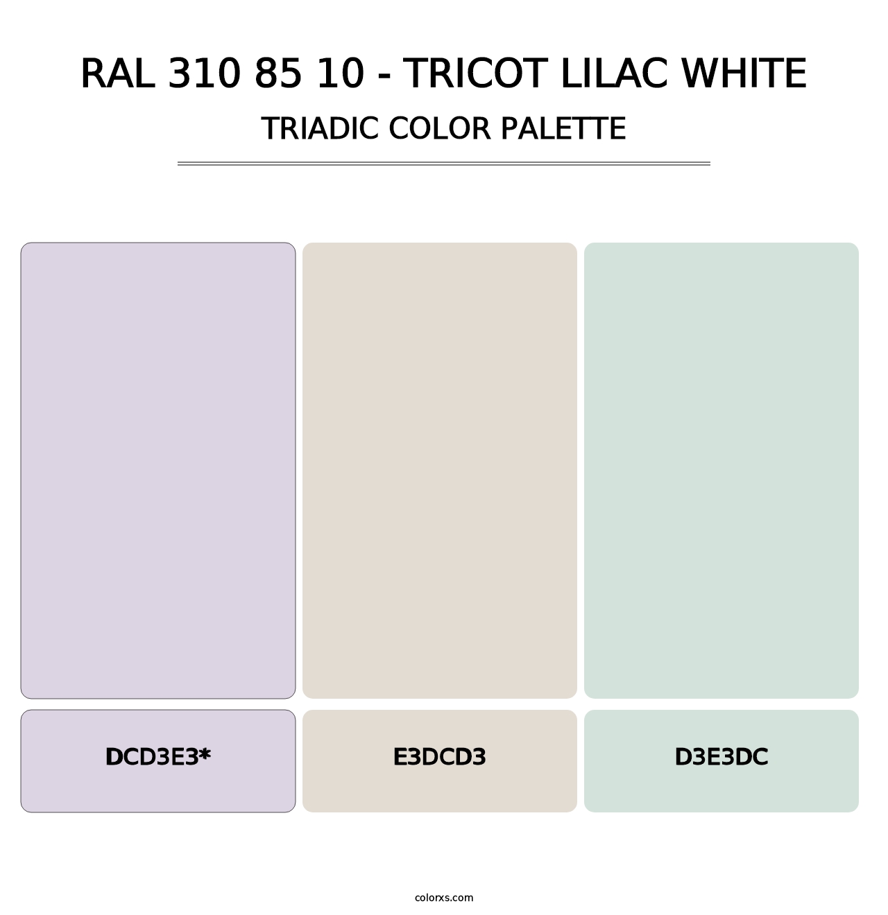 RAL 310 85 10 - Tricot Lilac White - Triadic Color Palette