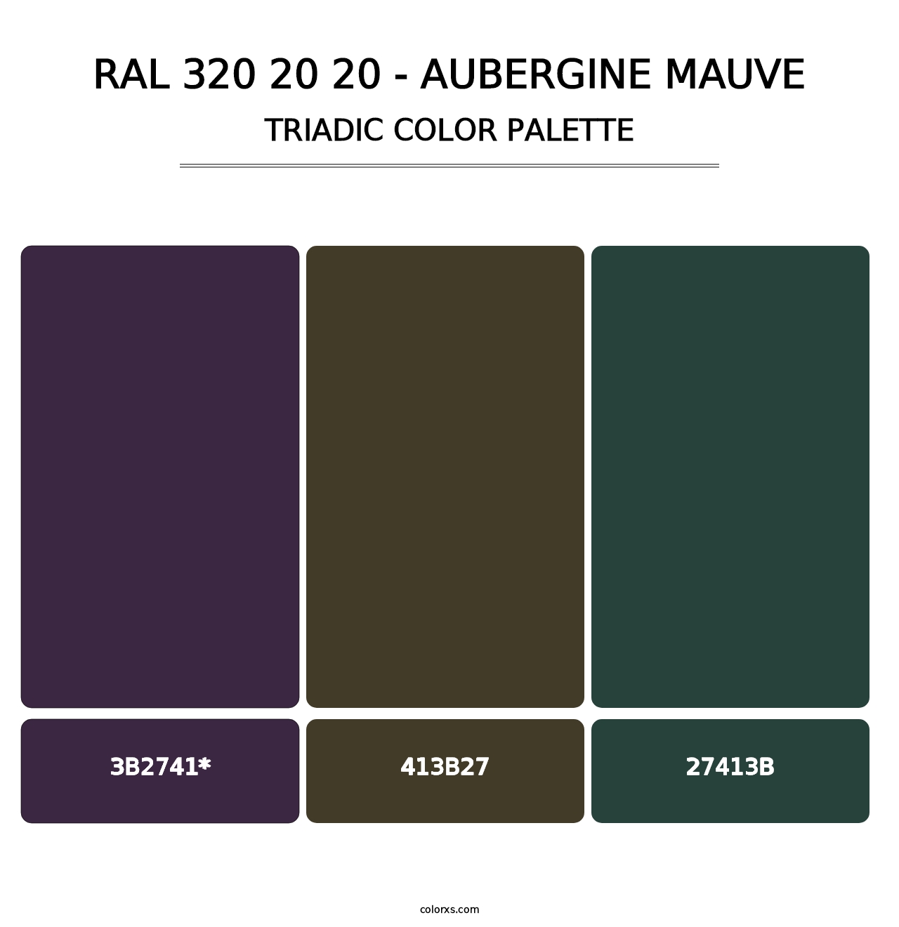 RAL 320 20 20 - Aubergine Mauve - Triadic Color Palette