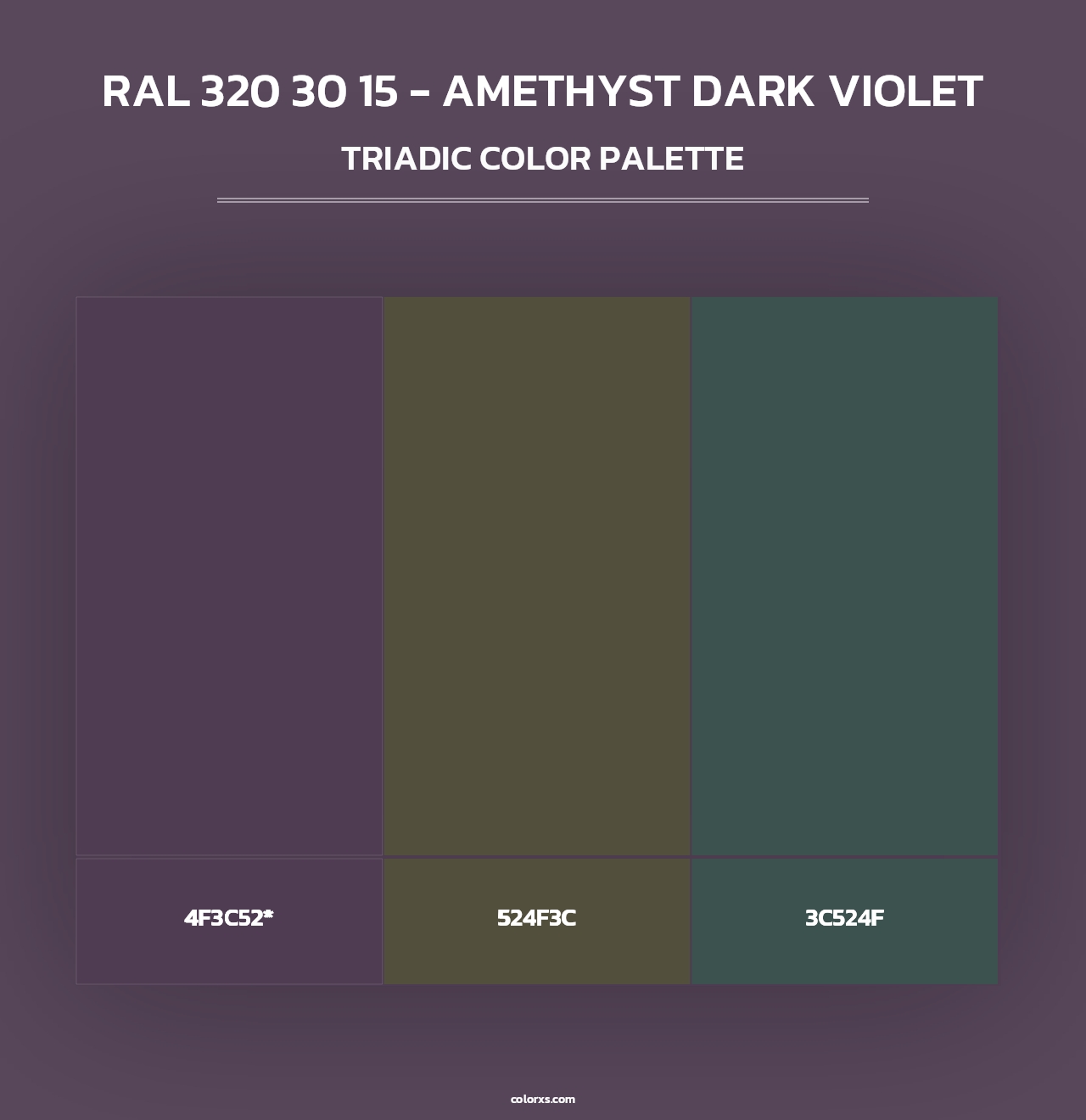 RAL 320 30 15 - Amethyst Dark Violet - Triadic Color Palette