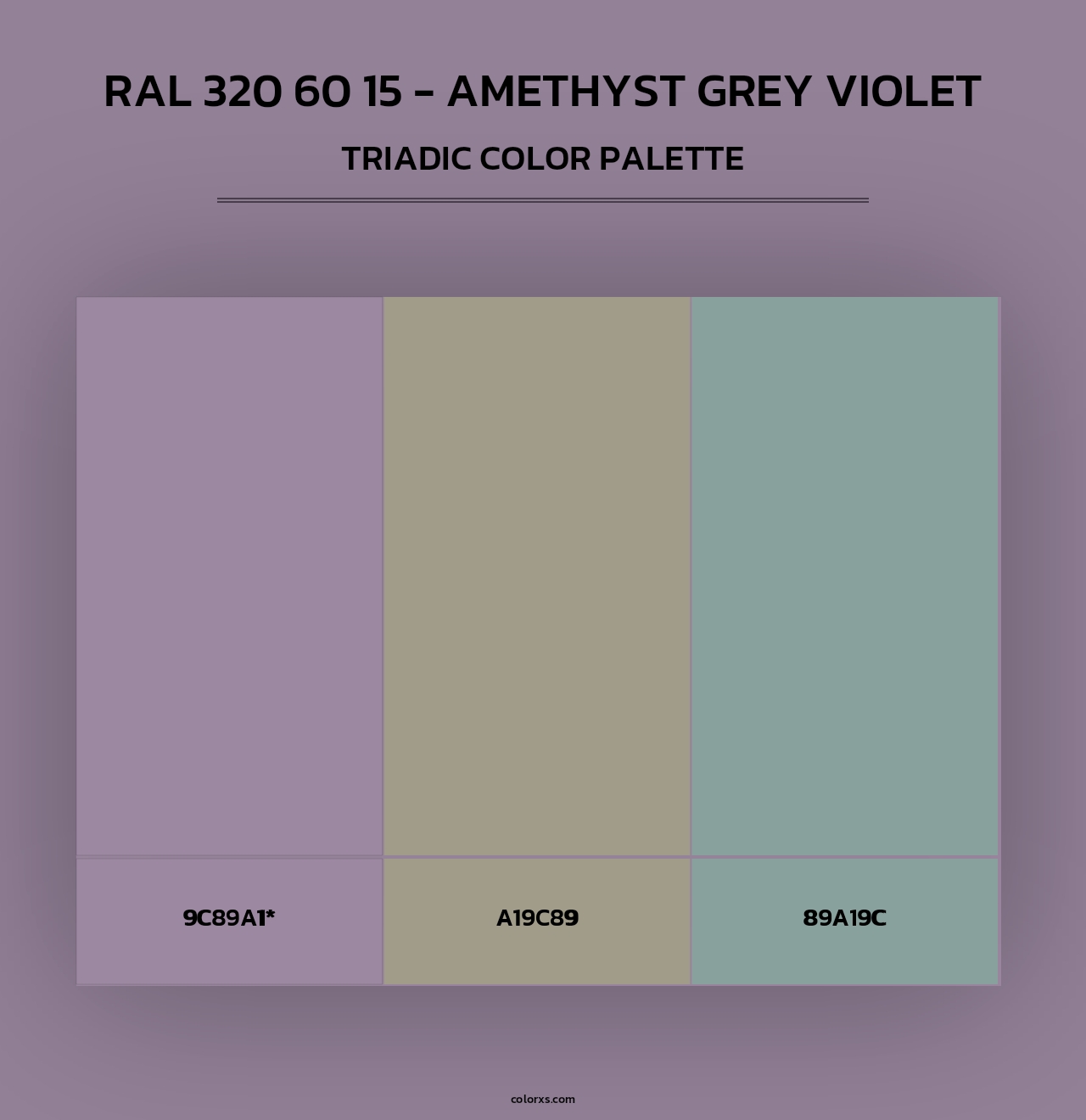 RAL 320 60 15 - Amethyst Grey Violet - Triadic Color Palette