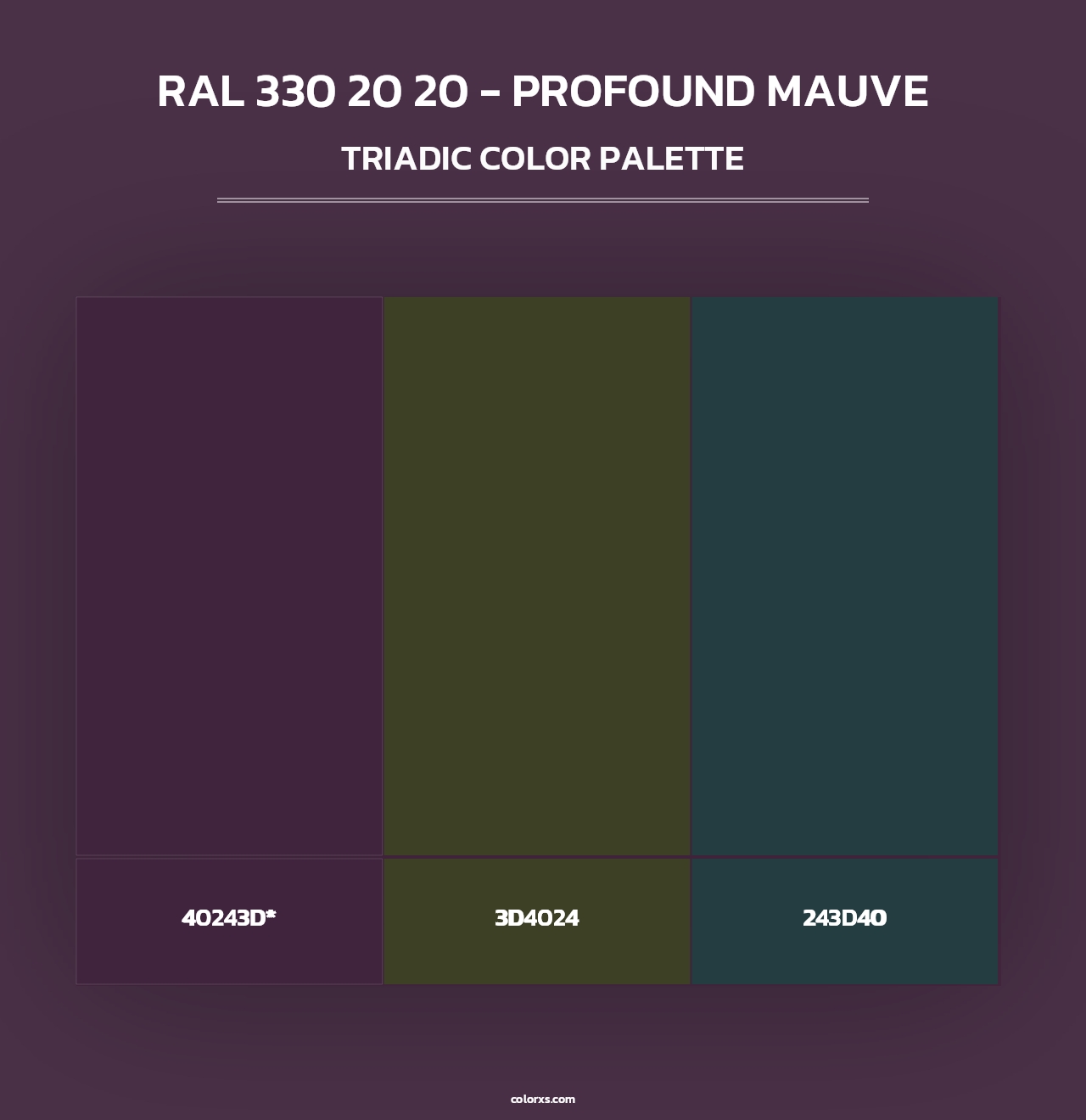 RAL 330 20 20 - Profound Mauve - Triadic Color Palette
