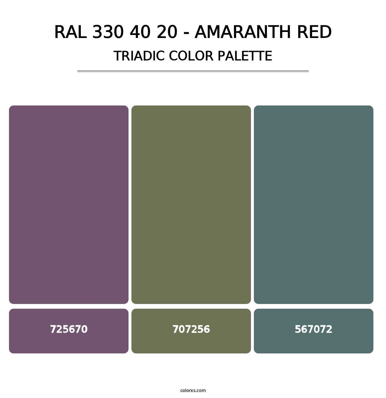 RAL 330 40 20 - Amaranth Red - Triadic Color Palette