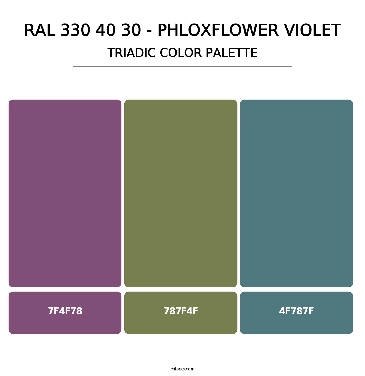 RAL 330 40 30 - Phloxflower Violet - Triadic Color Palette