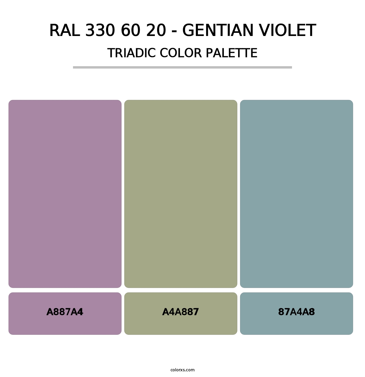 RAL 330 60 20 - Gentian Violet - Triadic Color Palette