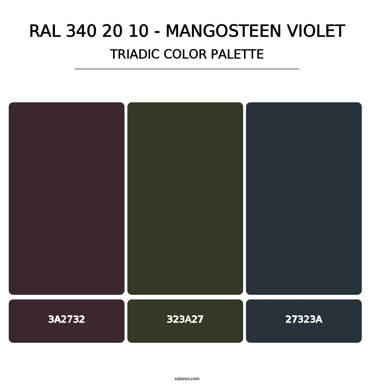 RAL 340 20 10 - Mangosteen Violet - Triadic Color Palette