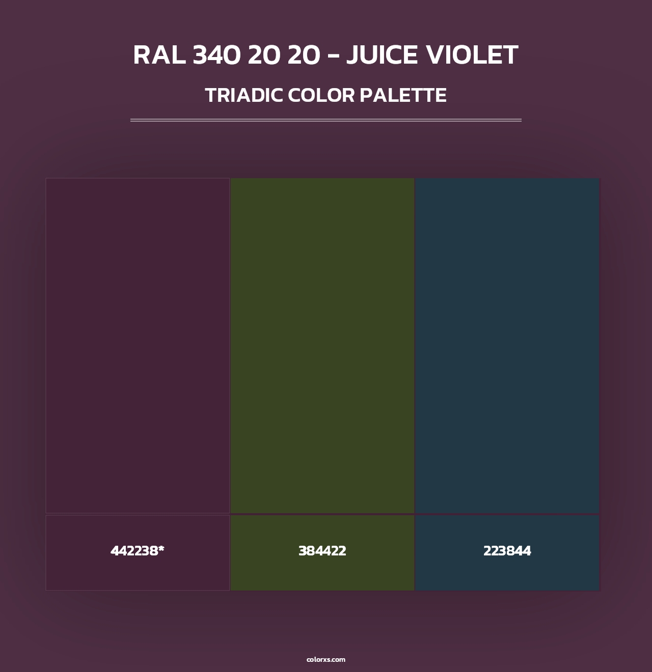 RAL 340 20 20 - Juice Violet - Triadic Color Palette
