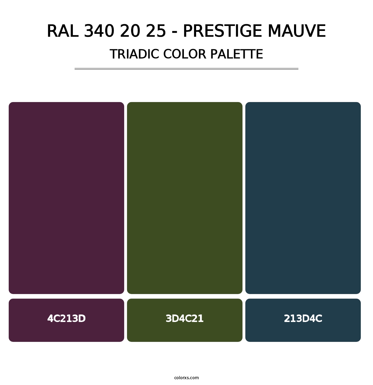RAL 340 20 25 - Prestige Mauve - Triadic Color Palette