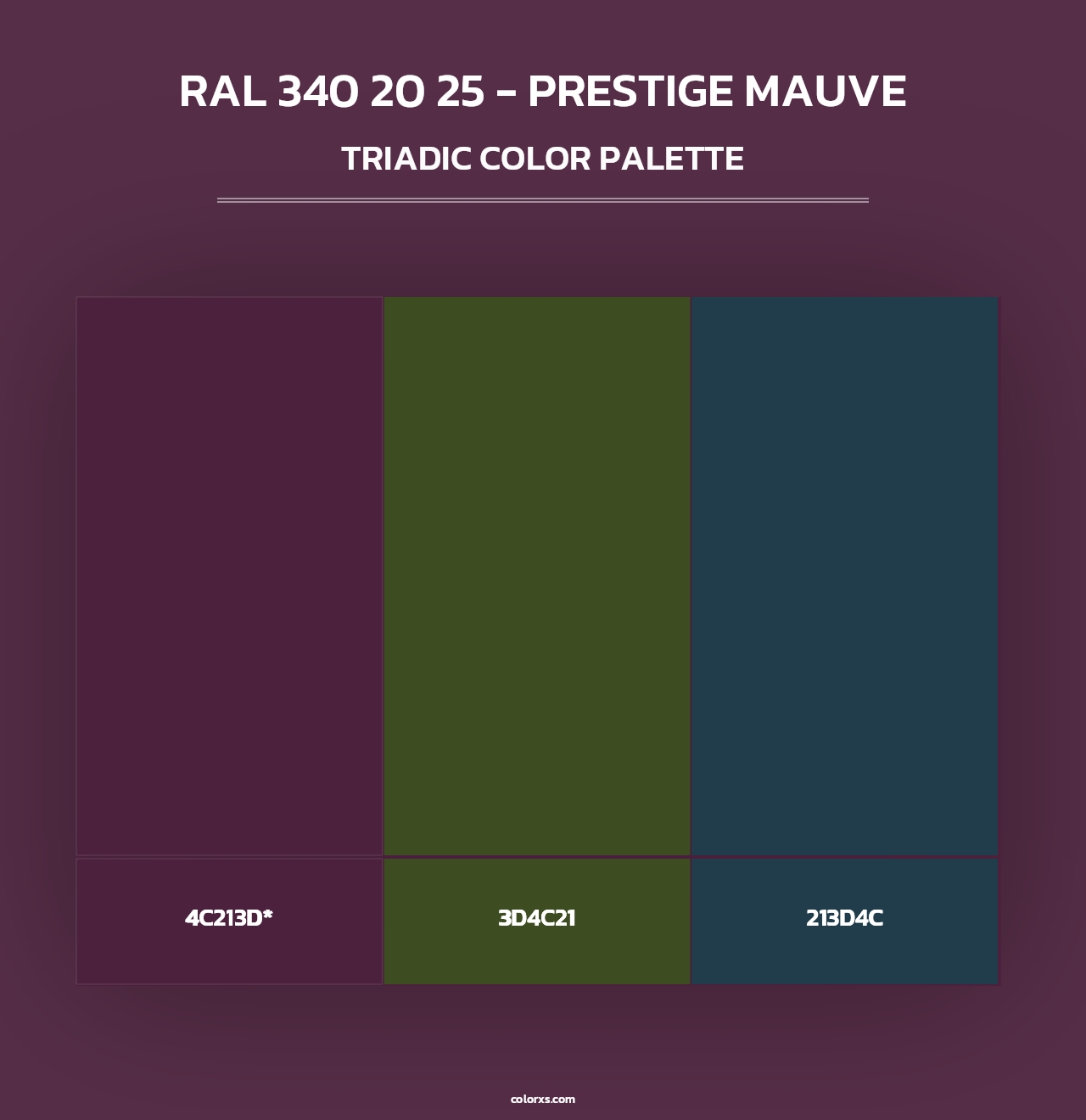 RAL 340 20 25 - Prestige Mauve - Triadic Color Palette