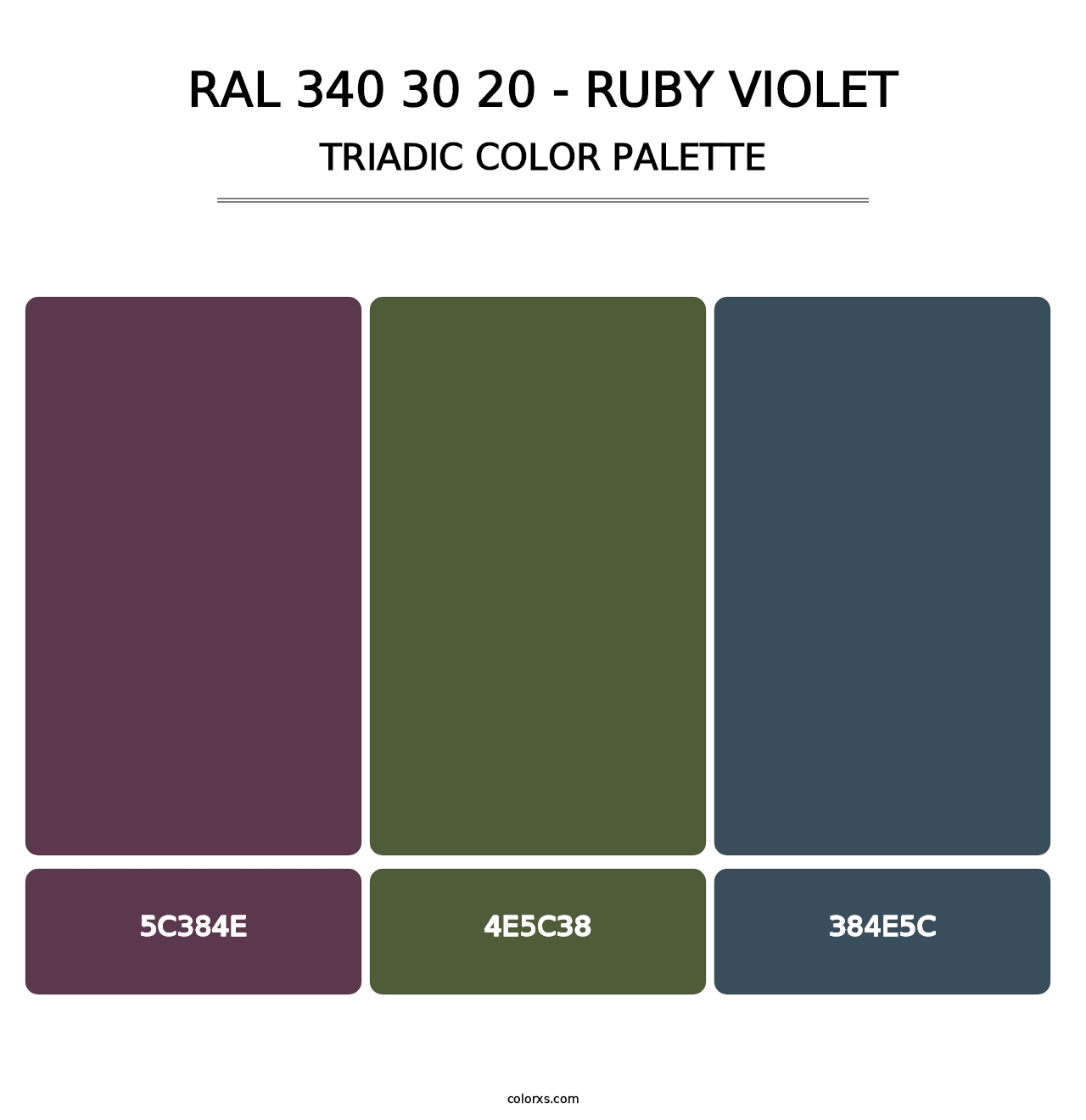 RAL 340 30 20 - Ruby Violet - Triadic Color Palette