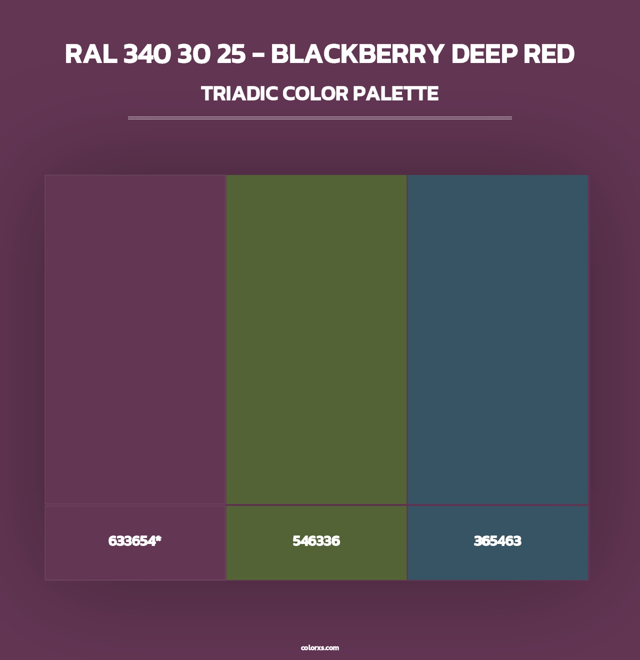 RAL 340 30 25 - Blackberry Deep Red - Triadic Color Palette