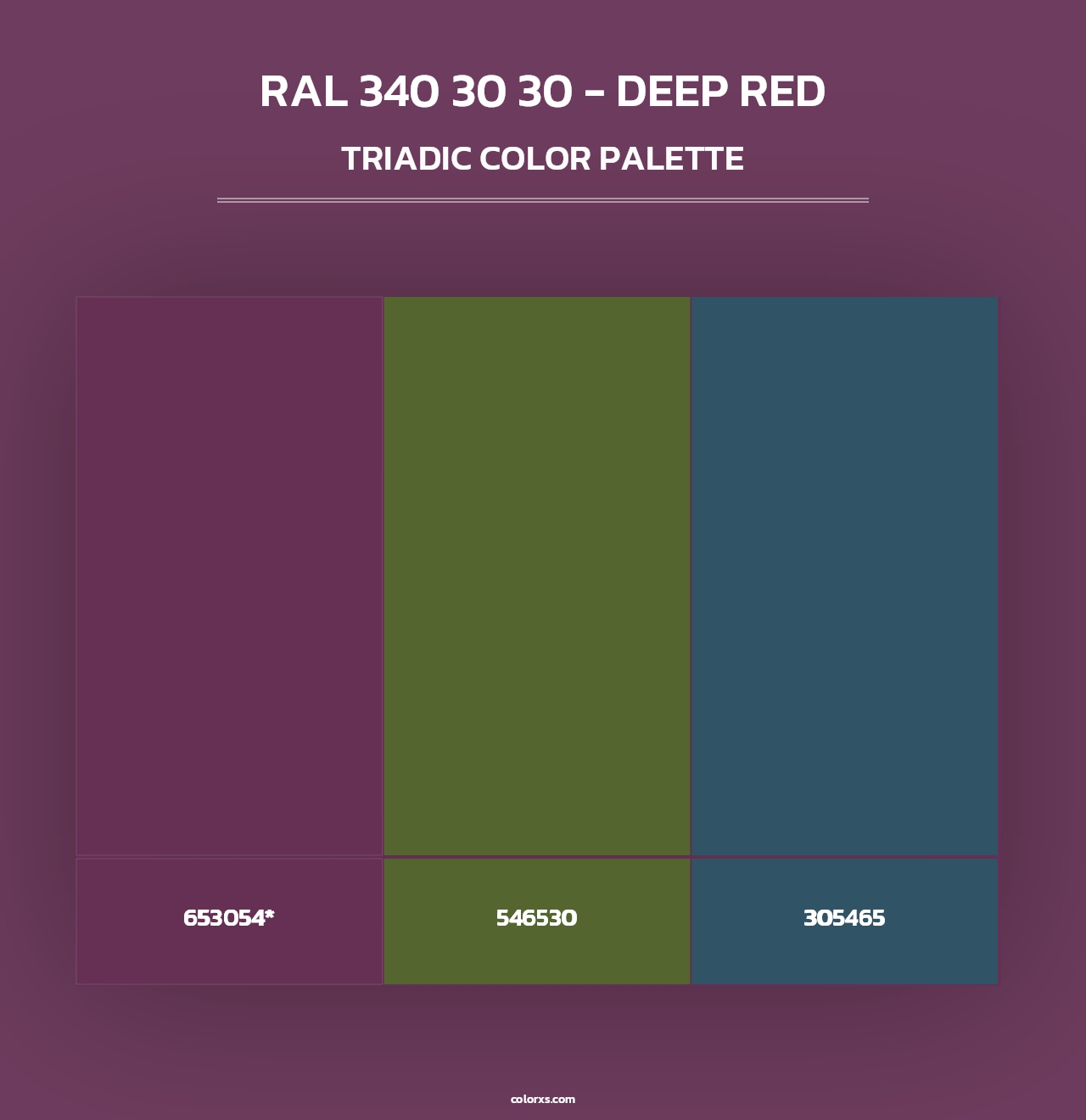 RAL 340 30 30 - Deep Red - Triadic Color Palette