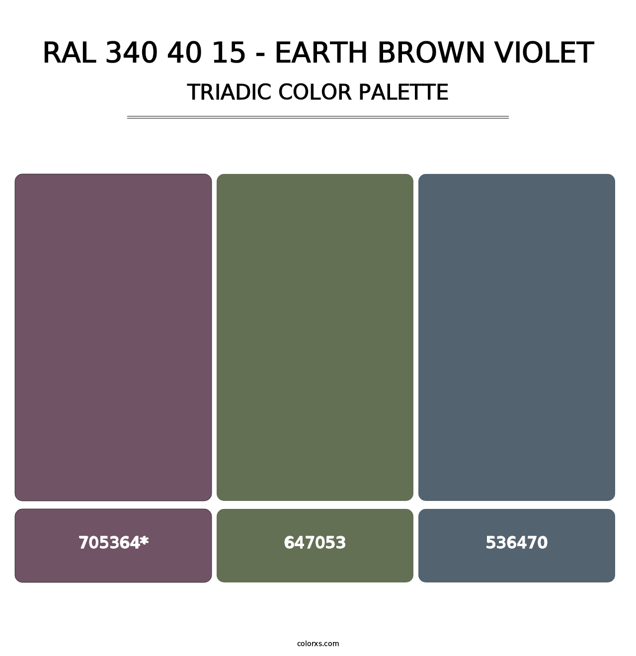 RAL 340 40 15 - Earth Brown Violet - Triadic Color Palette