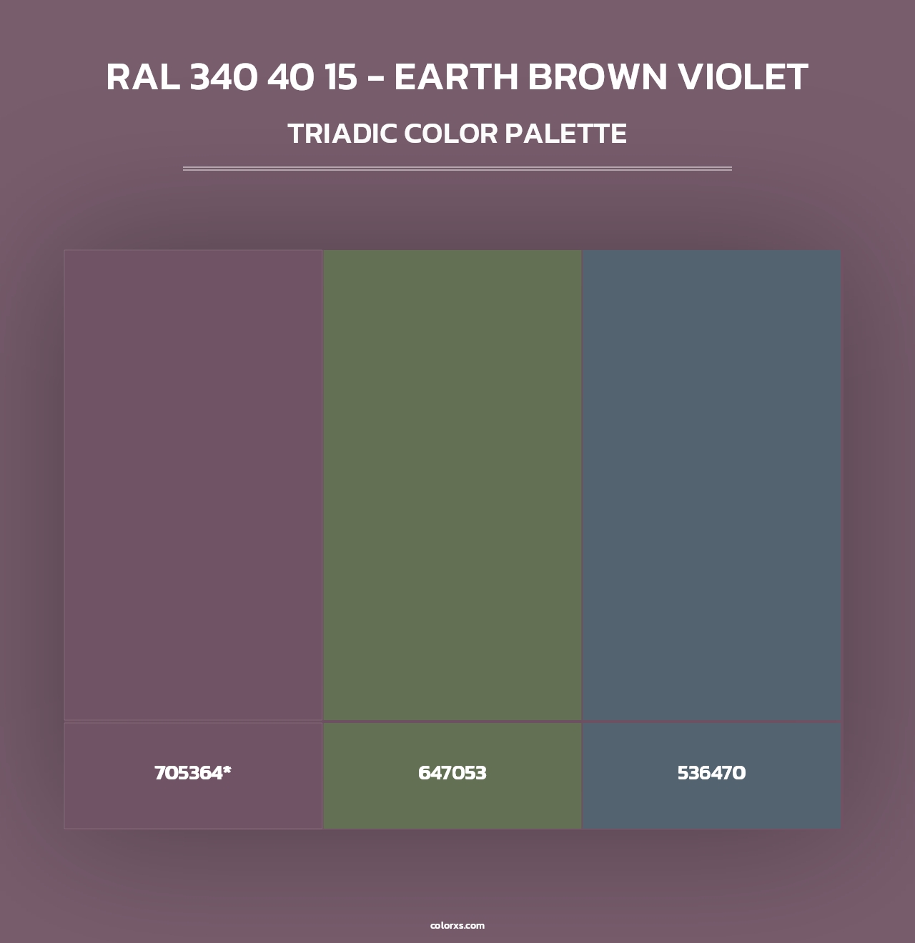 RAL 340 40 15 - Earth Brown Violet - Triadic Color Palette