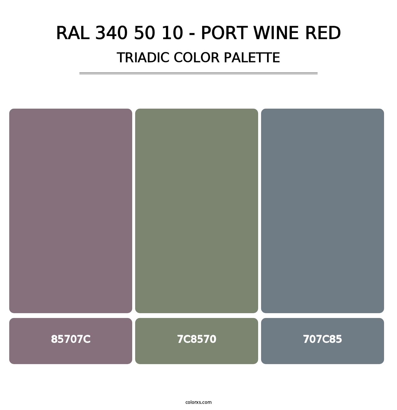 RAL 340 50 10 - Port Wine Red - Triadic Color Palette