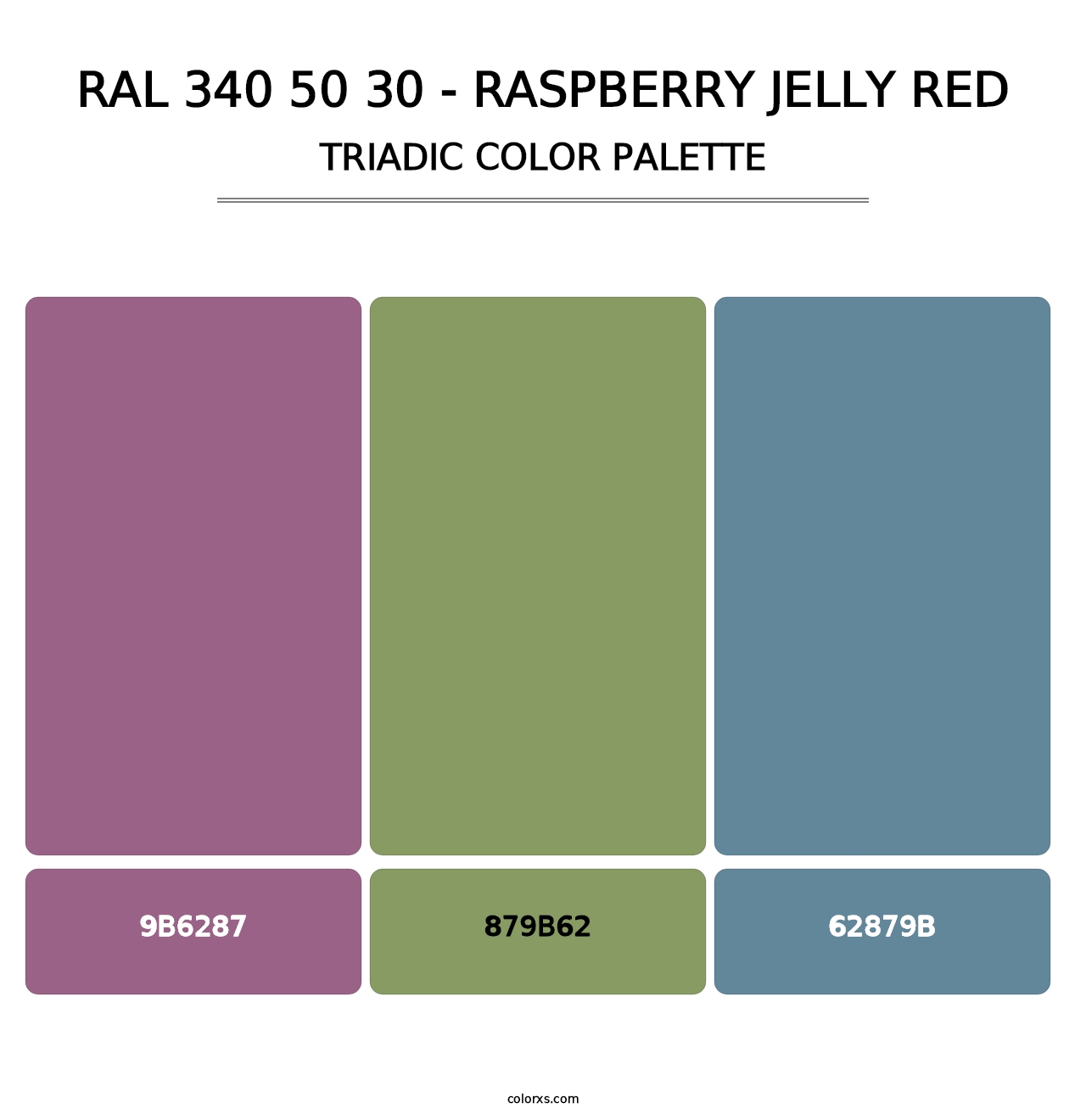 RAL 340 50 30 - Raspberry Jelly Red - Triadic Color Palette