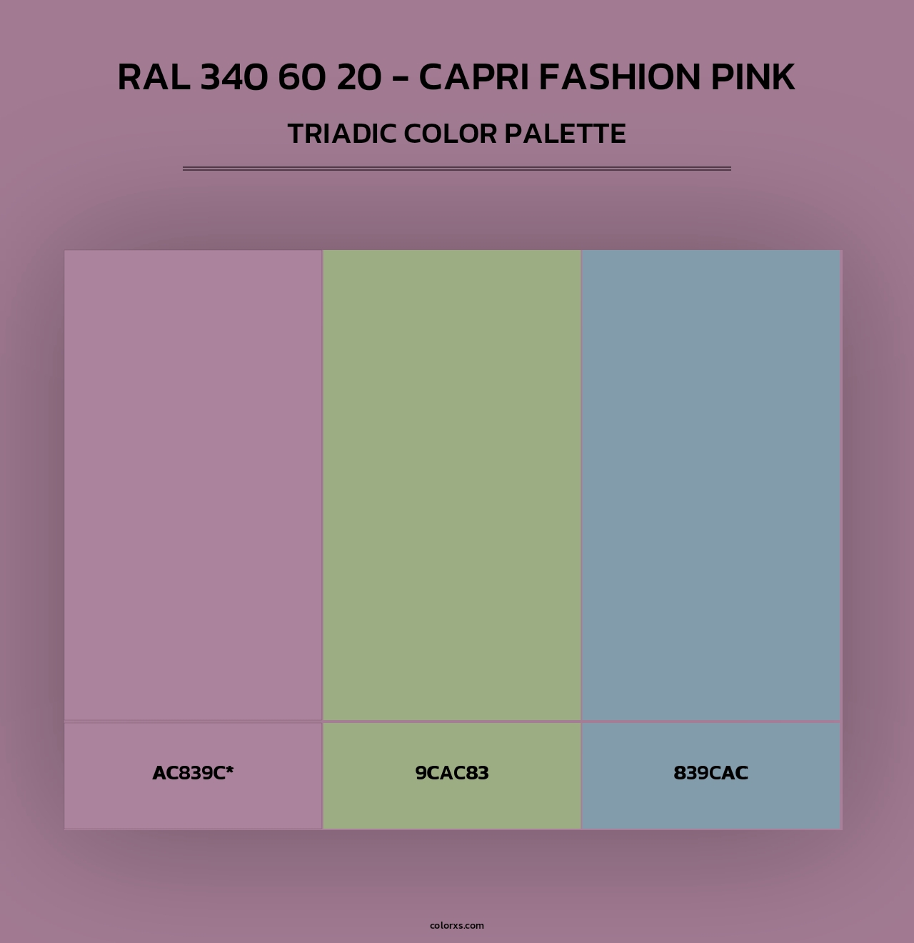RAL 340 60 20 - Capri Fashion Pink - Triadic Color Palette