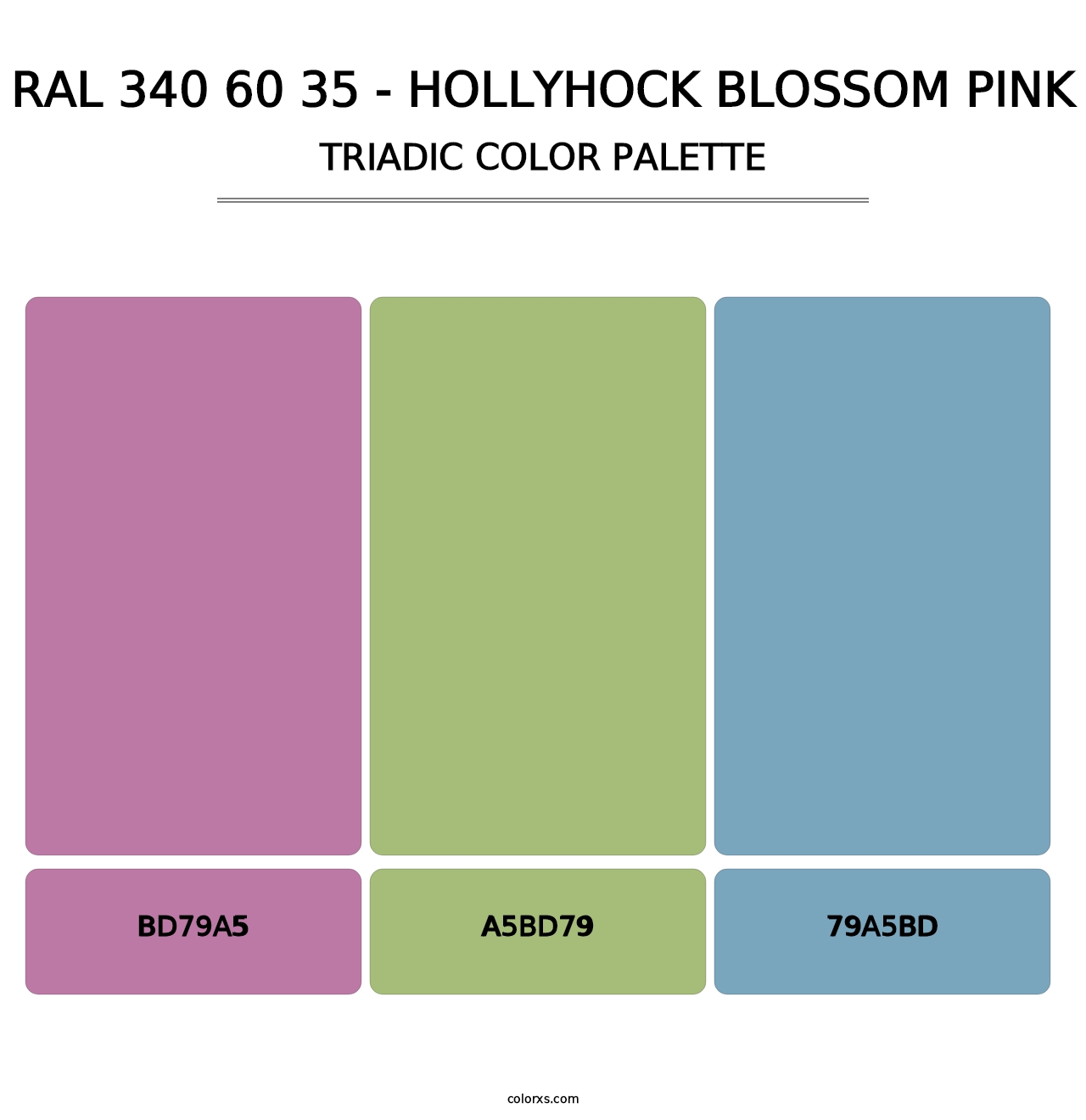 RAL 340 60 35 - Hollyhock Blossom Pink - Triadic Color Palette