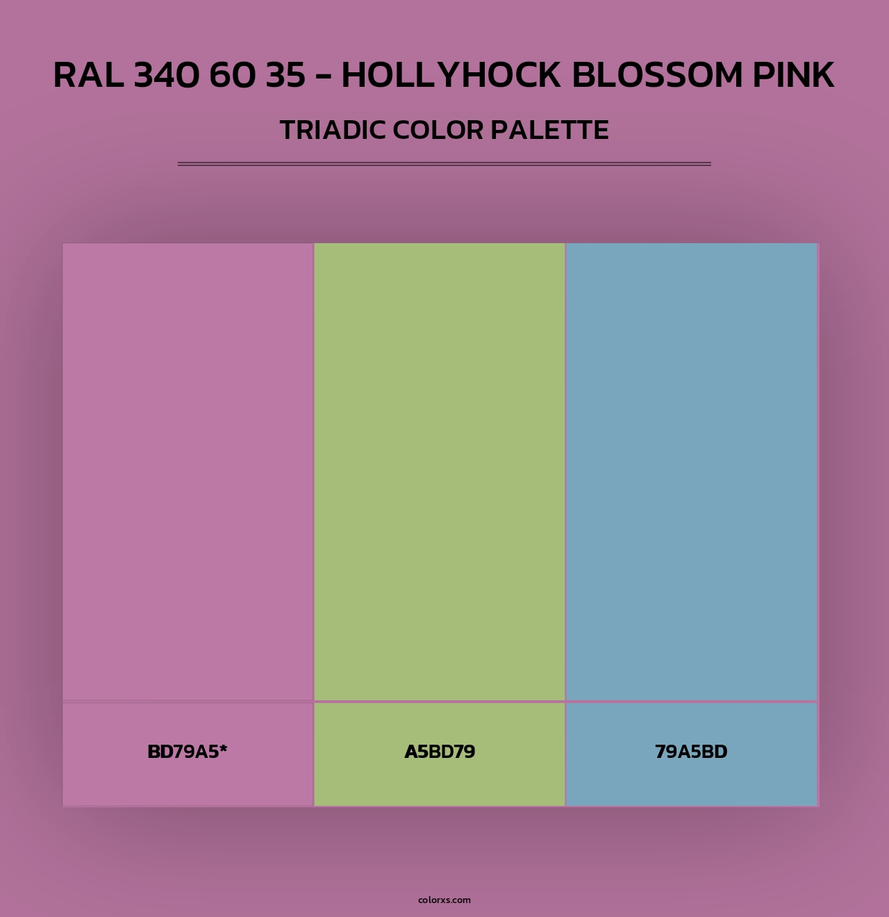 RAL 340 60 35 - Hollyhock Blossom Pink - Triadic Color Palette