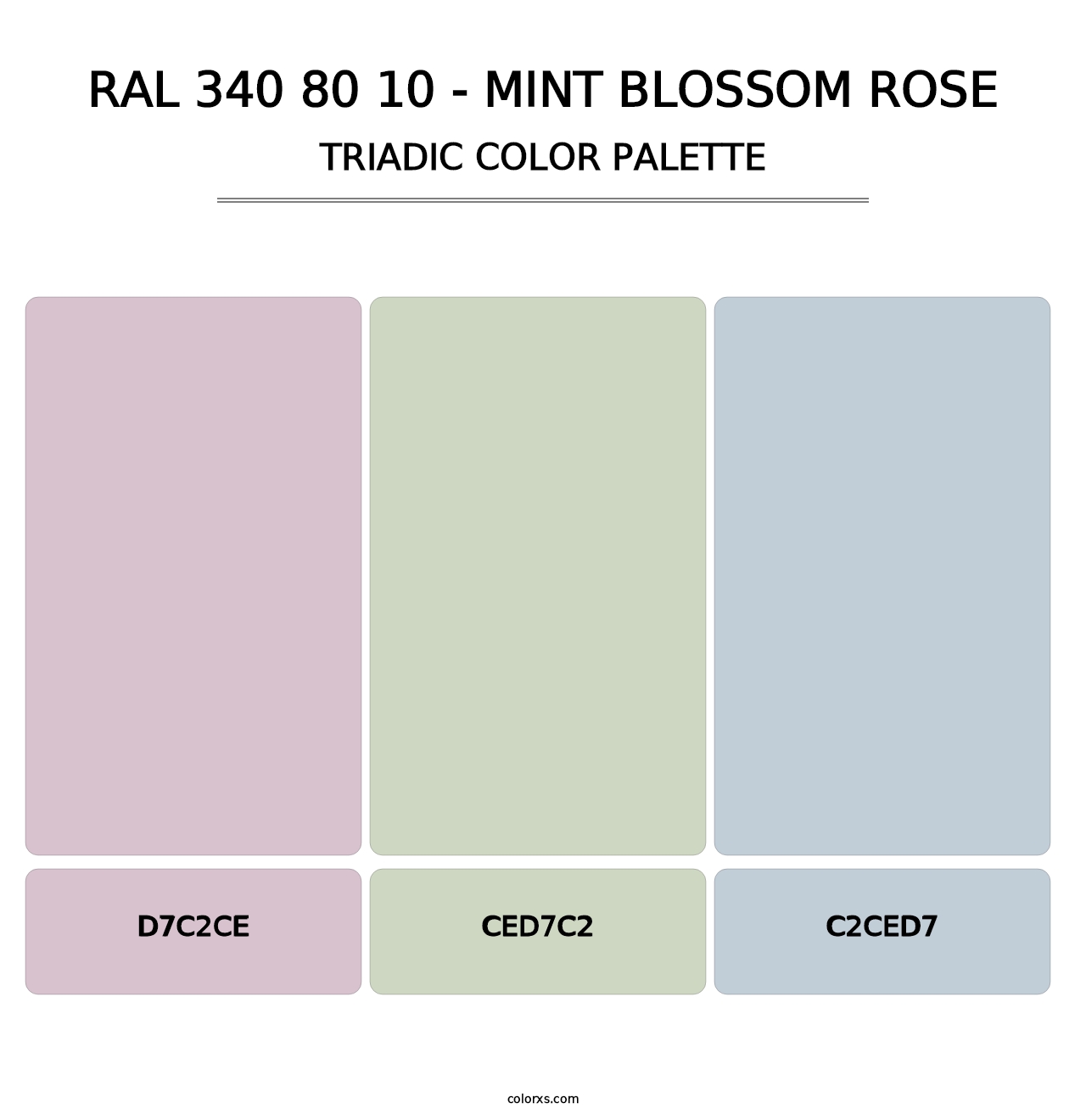 RAL 340 80 10 - Mint Blossom Rose - Triadic Color Palette