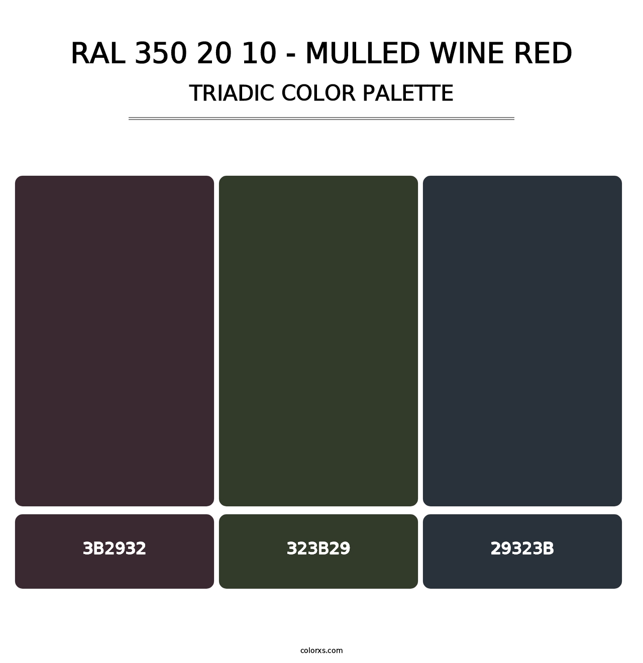 RAL 350 20 10 - Mulled Wine Red - Triadic Color Palette