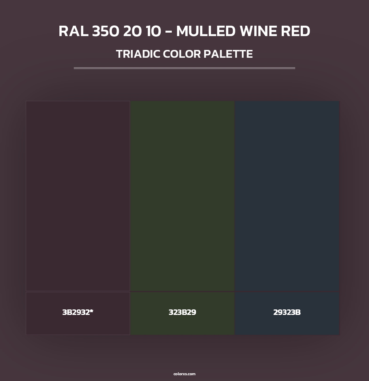 RAL 350 20 10 - Mulled Wine Red - Triadic Color Palette