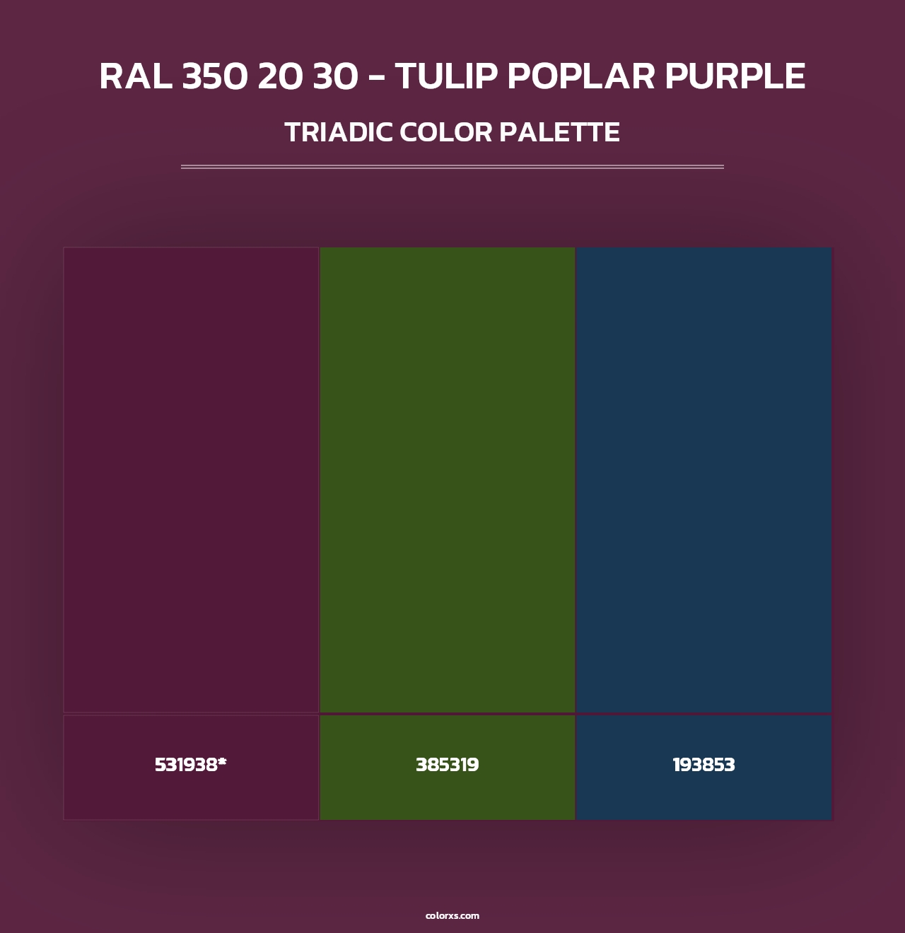 RAL 350 20 30 - Tulip Poplar Purple - Triadic Color Palette