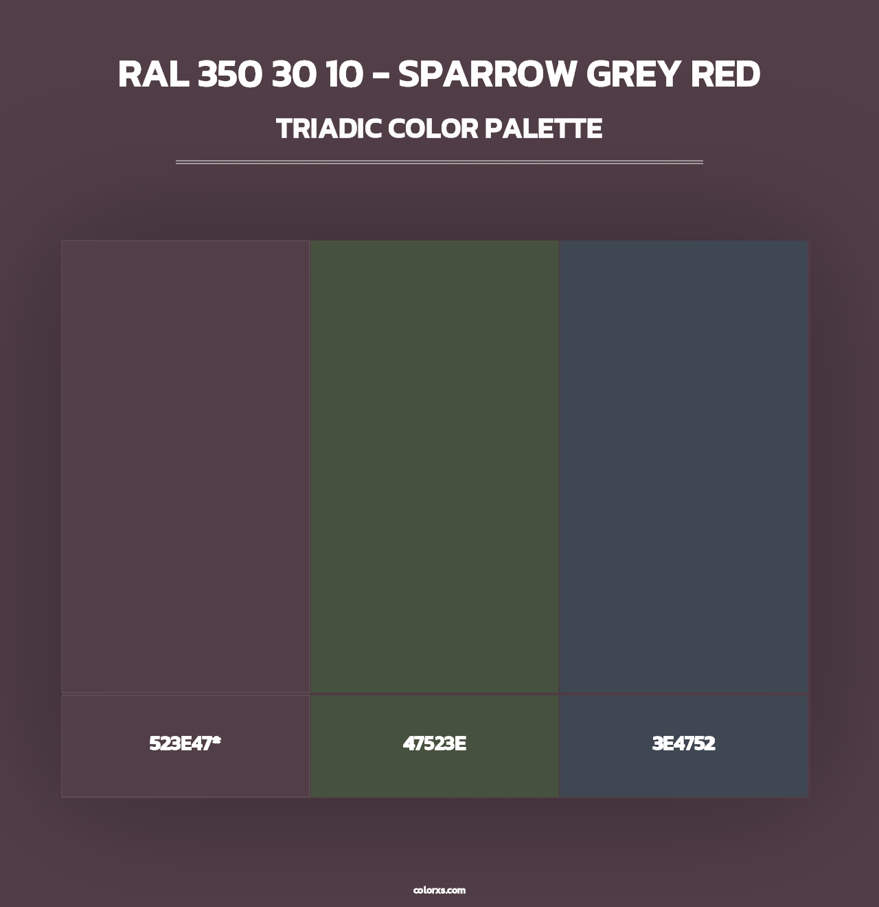 RAL 350 30 10 - Sparrow Grey Red - Triadic Color Palette