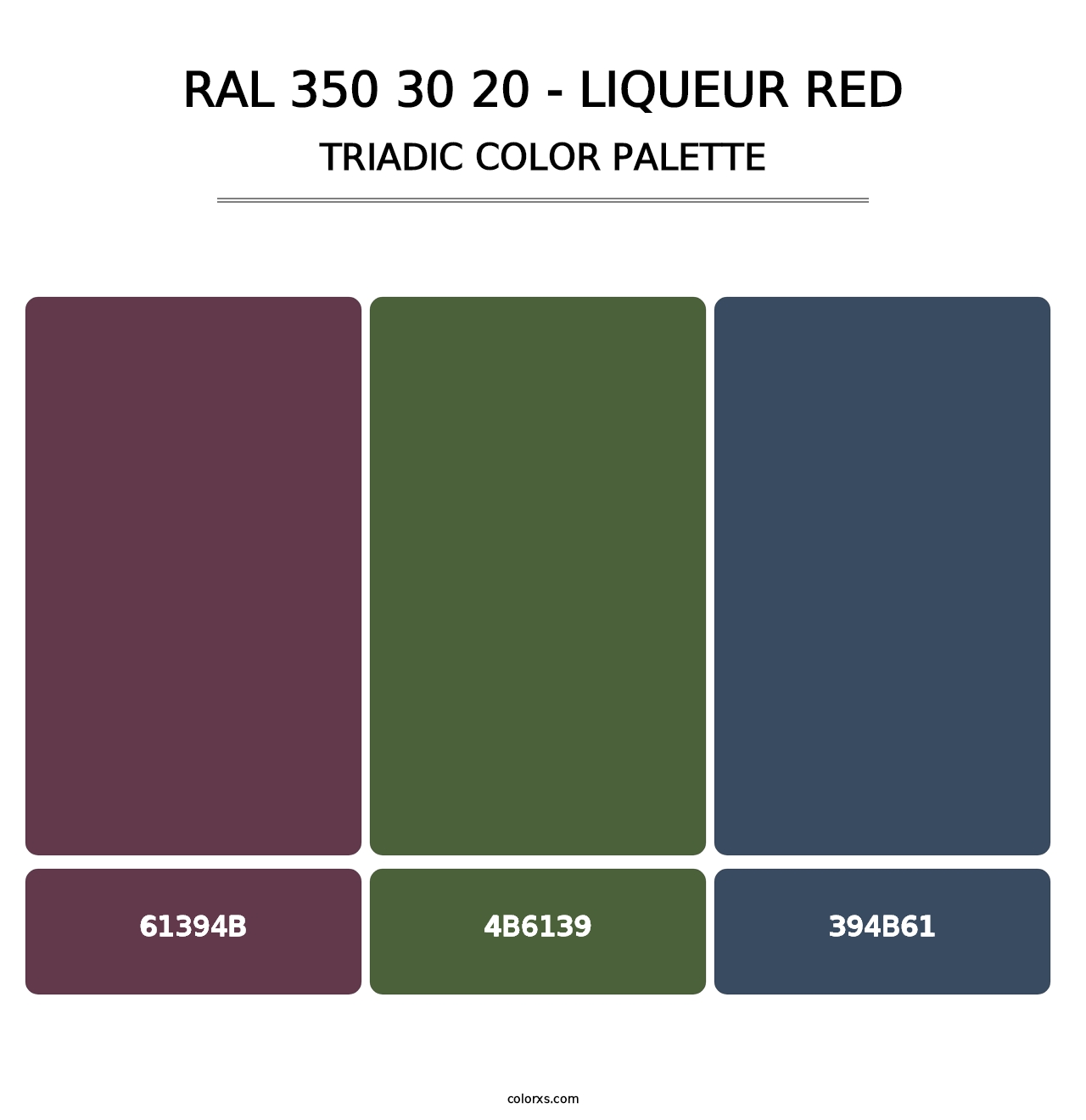 RAL 350 30 20 - Liqueur Red - Triadic Color Palette