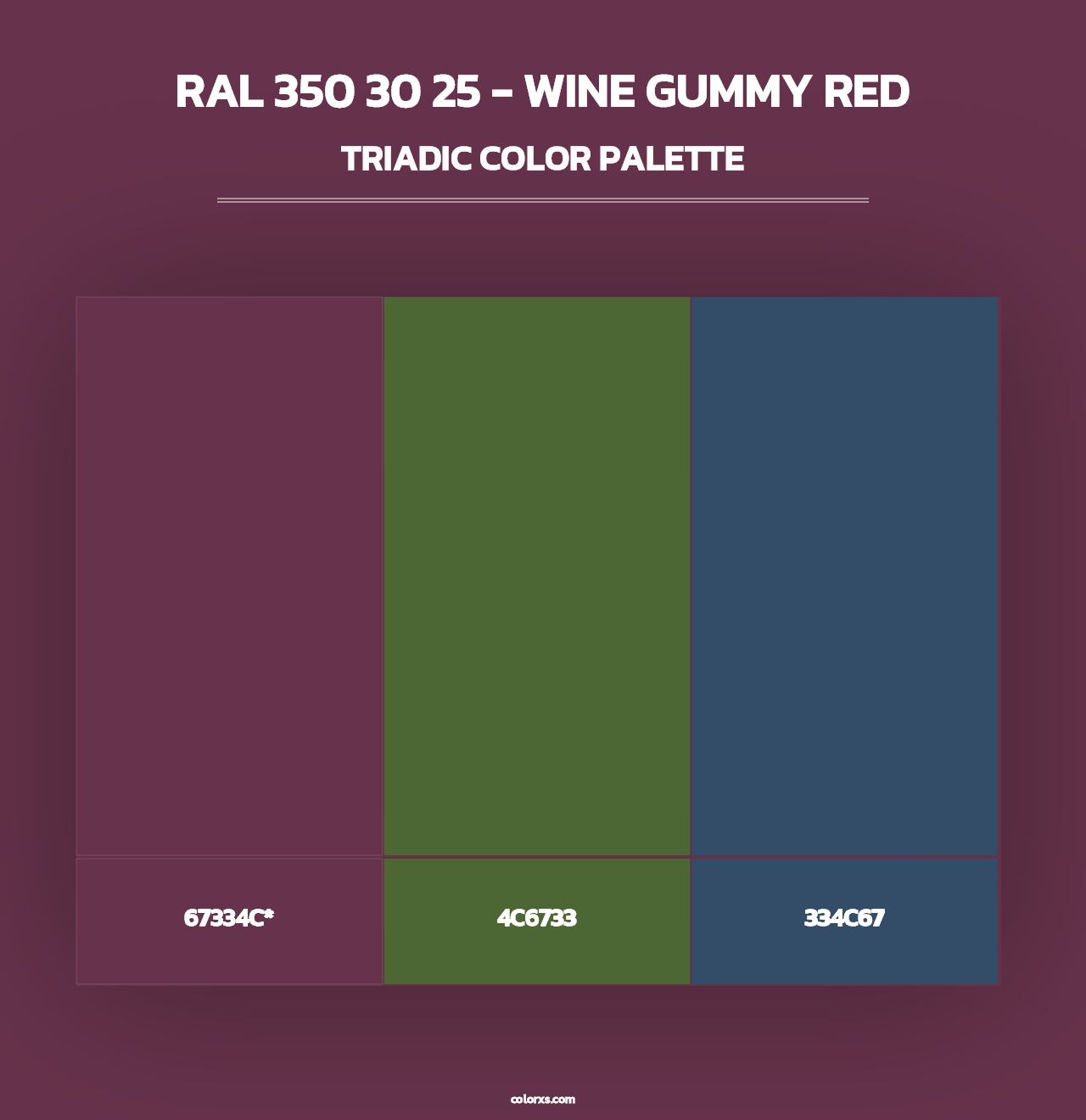 RAL 350 30 25 - Wine Gummy Red - Triadic Color Palette